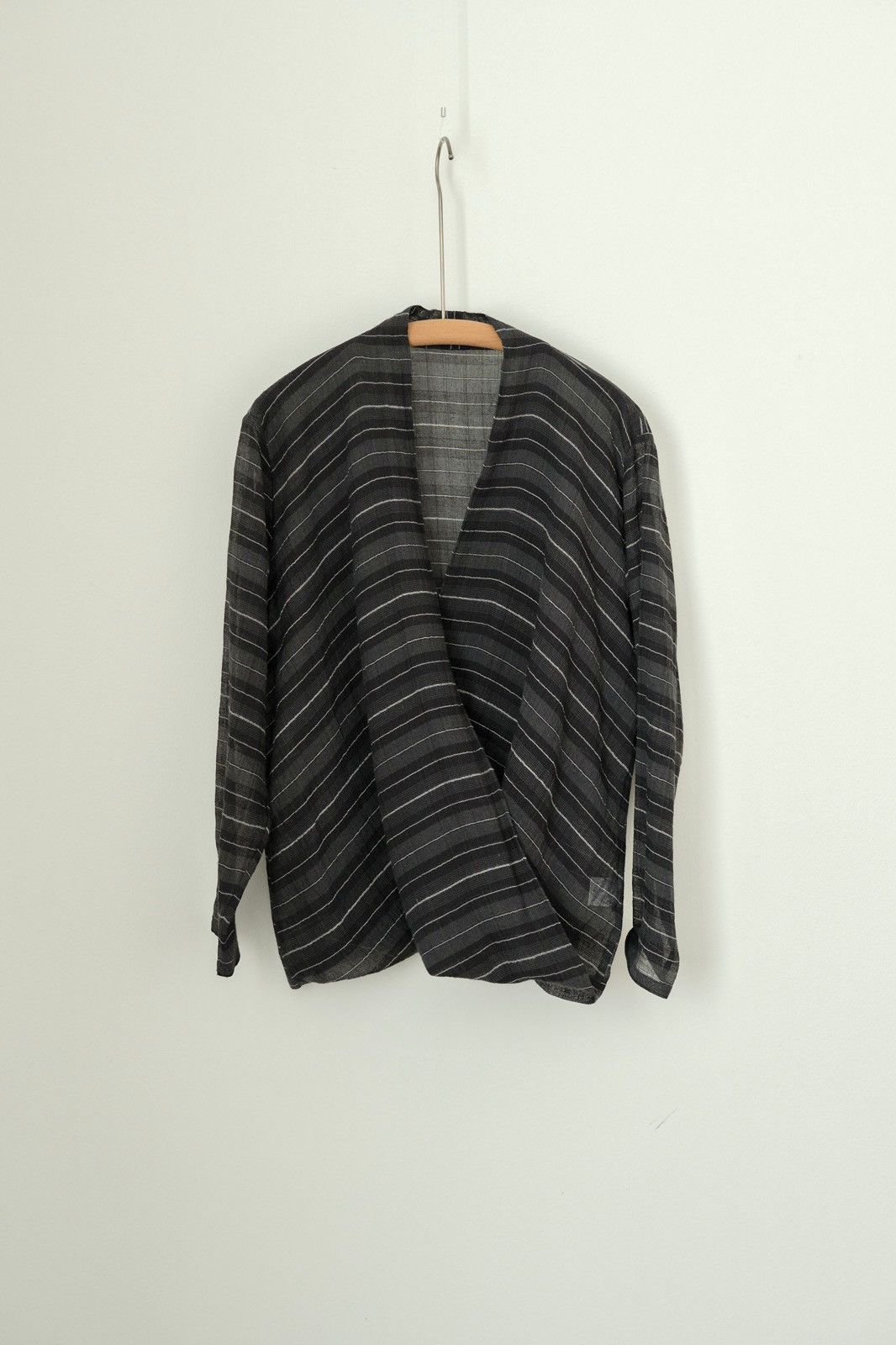 Issey Miyake Issey Miyake Permanente SS97 Sheer Striped Linen Wrap Shirt Size M / US 6-8 / IT 42-44 - 3 Thumbnail