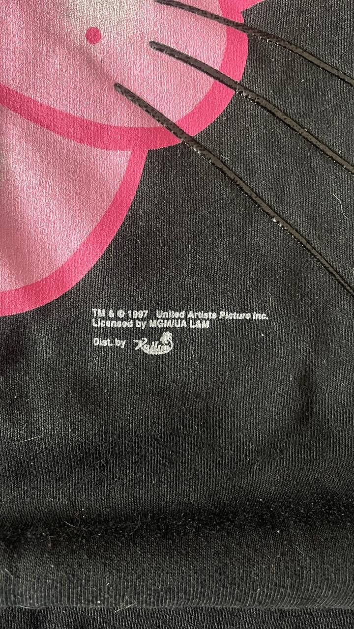 Vintage 90’s rare Pink Panther funny cartoon black sweatshirt 1997 Size US L / EU 52-54 / 3 - 6 Thumbnail