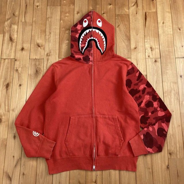 Bape BAPE Red camo Shark Full Zip Hoodie a bathing ape Size US XL / EU 56 / 4 - 1 Thumbnail