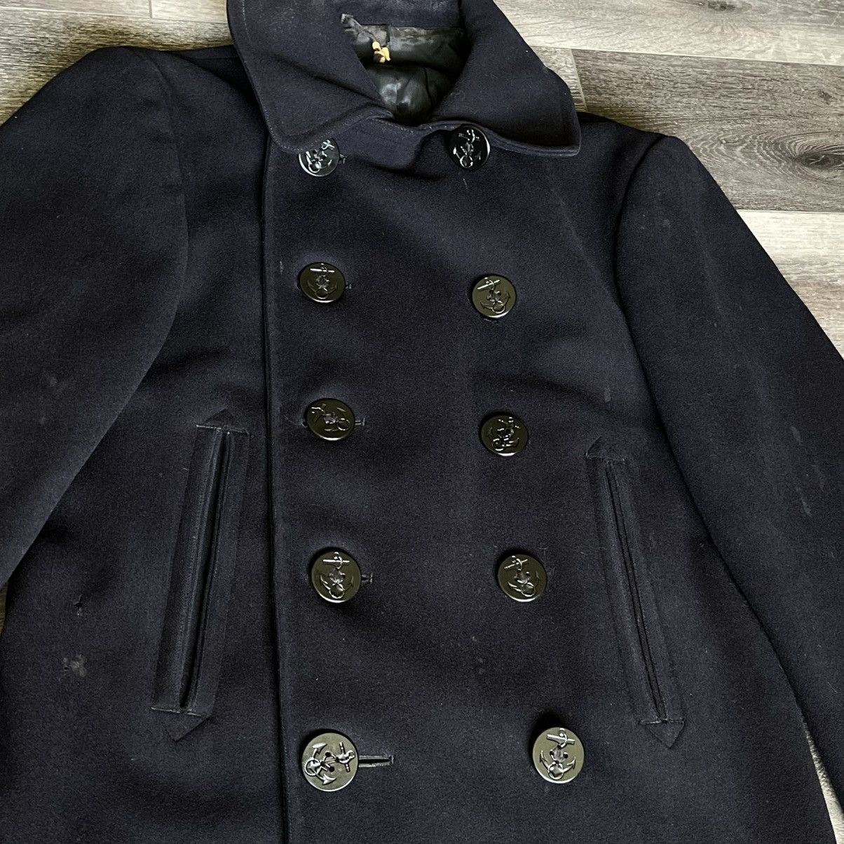 Naval Clothing Factory True Vintage 1940s WW2 World War 2 Navy Wool Peacoat Jacket Size US S / EU 44-46 / 1 - 3 Thumbnail