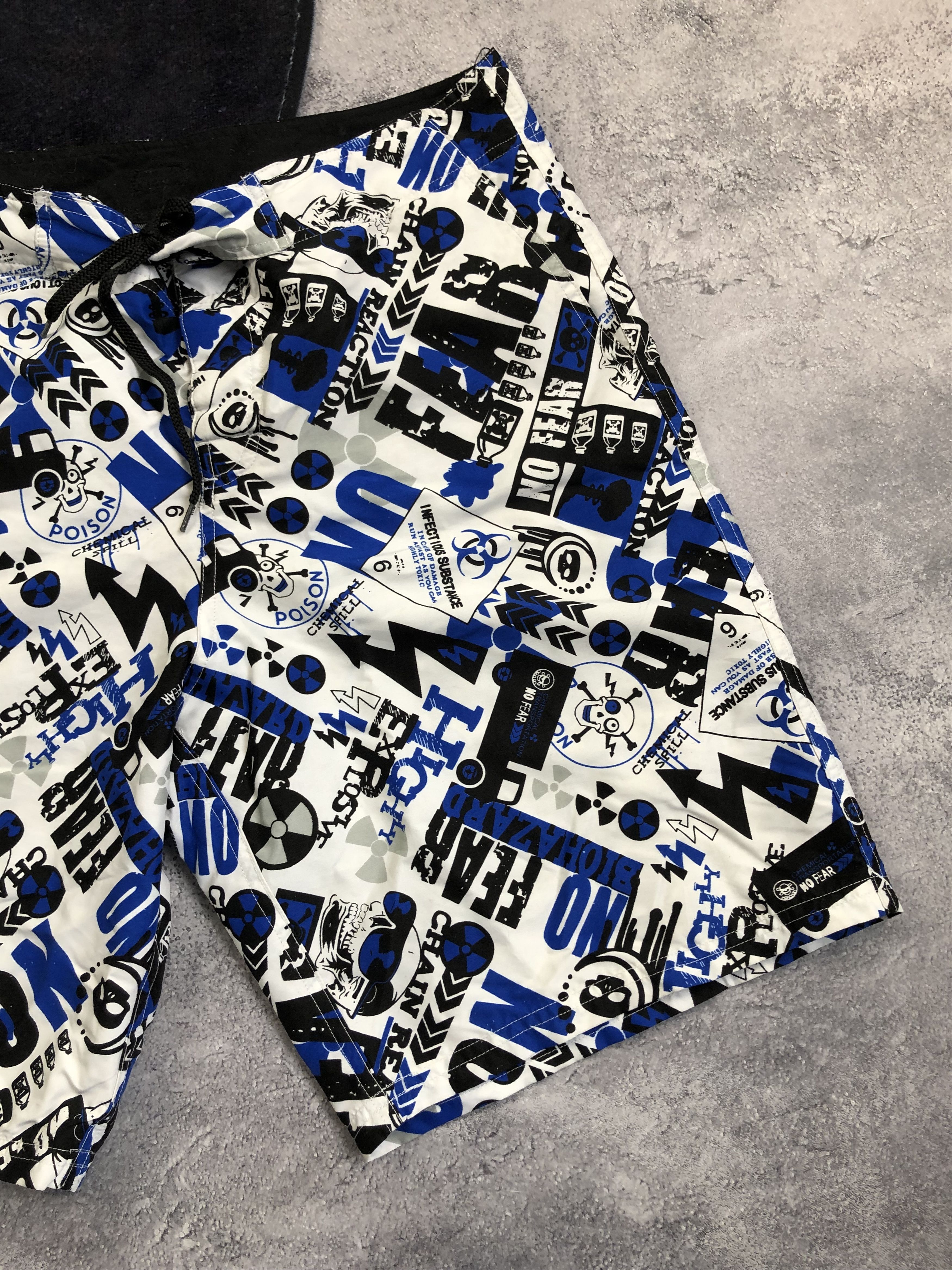 No Fear NO FEAR Crazy Y2k Monogram Shorts Streetwear Beach Serf Size US 33 - 2 Thumbnail