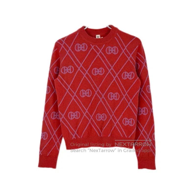 Hermes Hermes Orange Pink Full Logo Cashmere Sweater Size XS / US 0-2 / IT 36-38 - 1 Thumbnail