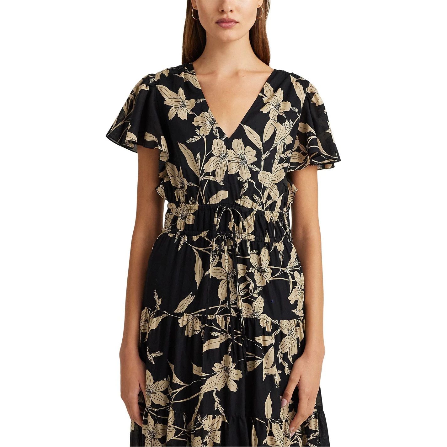 Lauren Ralph Lauren o1g2r1mq0825 Tofleur Maxi Dress in Black/Tan Size L / US 10 / IT 46 - 2 Thumbnail