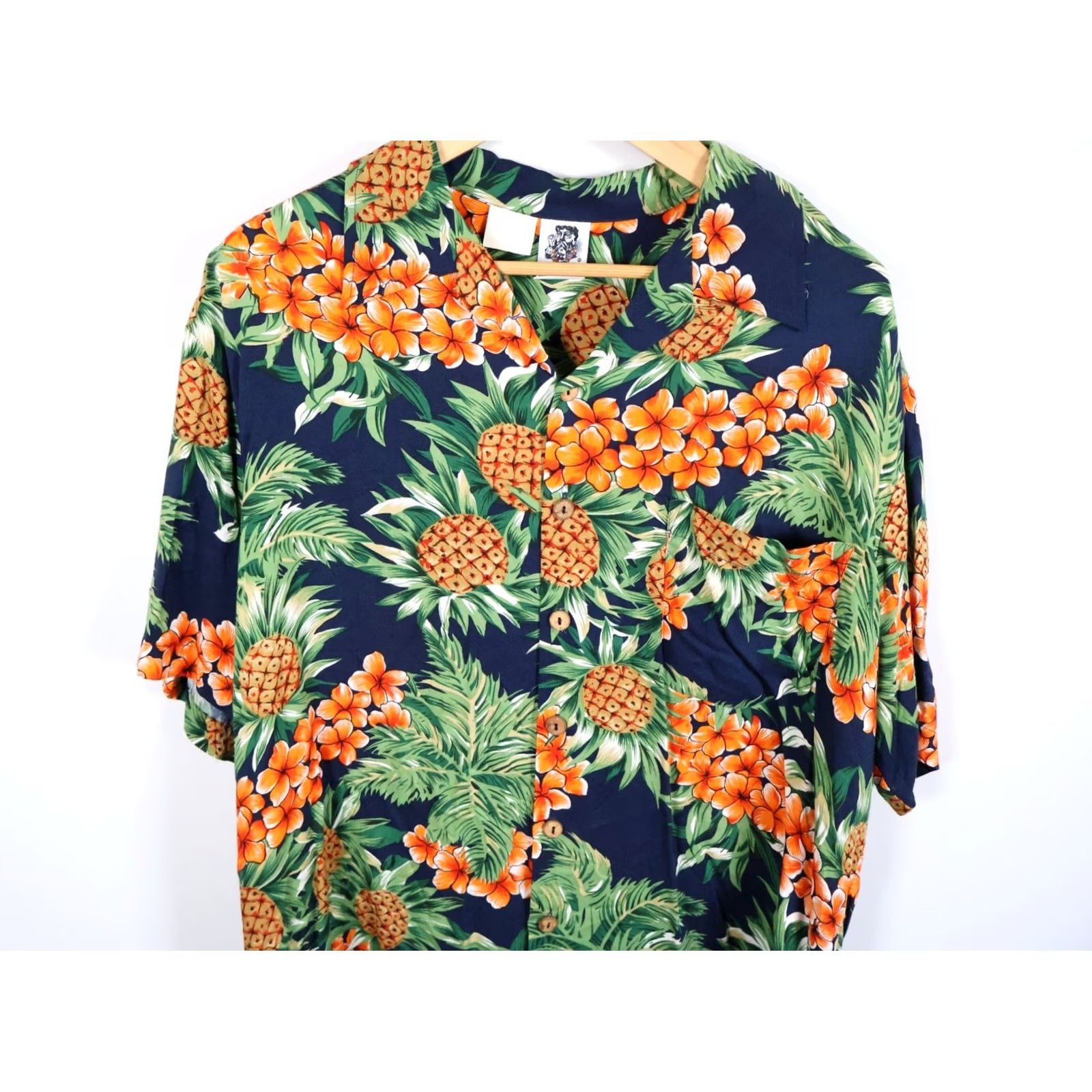 Vintage Kennington Loop Collar Shirt Men's XL Blue Pineapple Floral Rayon VTG 80s Size US XL / EU 56 / 4 - 4 Thumbnail
