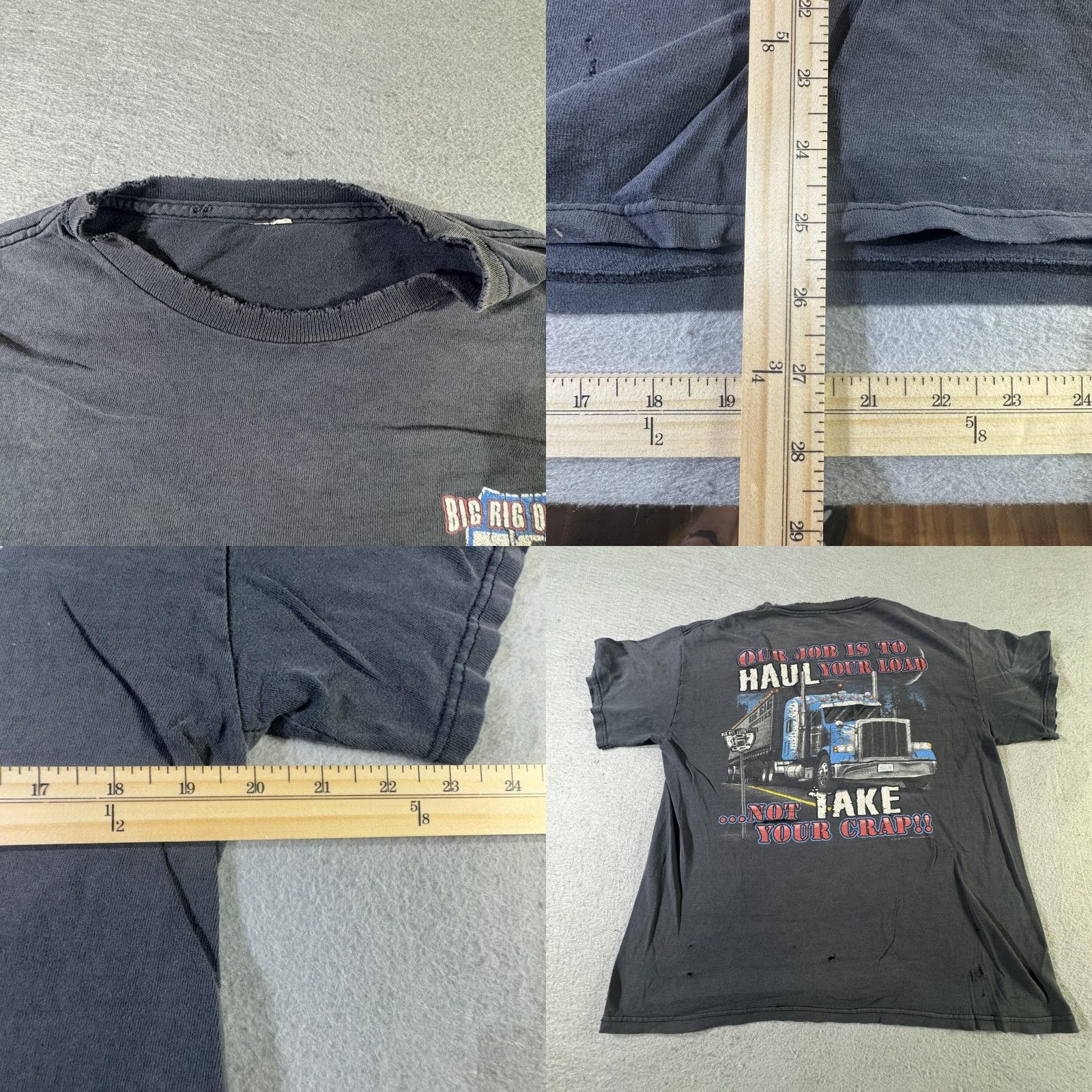 Vintage VINTAGE Big Rig Outfitters T-Shirt Men Large Black Graphic Truck Workwear Distressed Short Sleeve Size US L / EU 52-54 / 3 - 8 Thumbnail