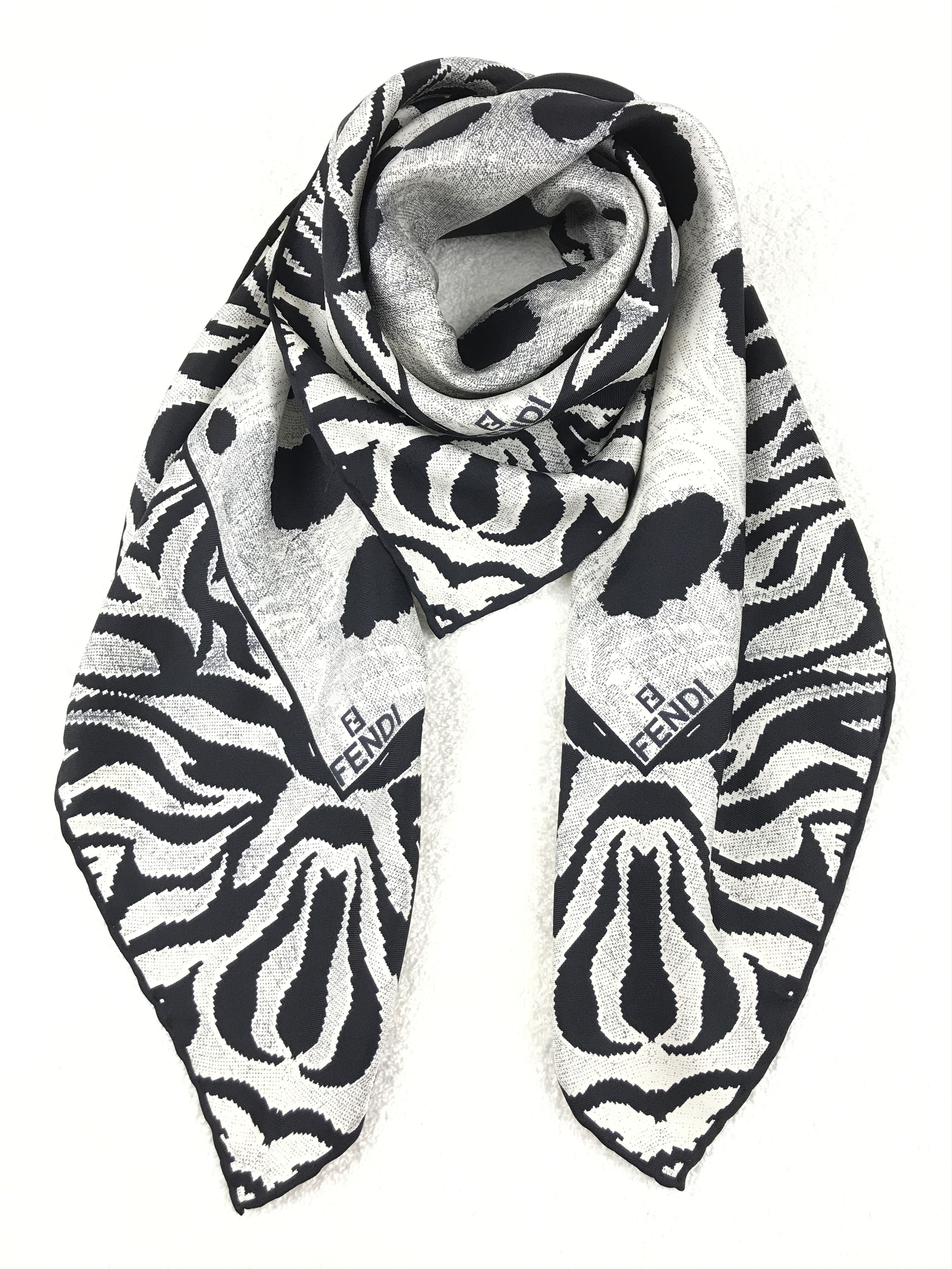 Fendi × Vintage Vintage Fendi Zebra Printed Silk Scarf Size ONE SIZE - 7 Thumbnail