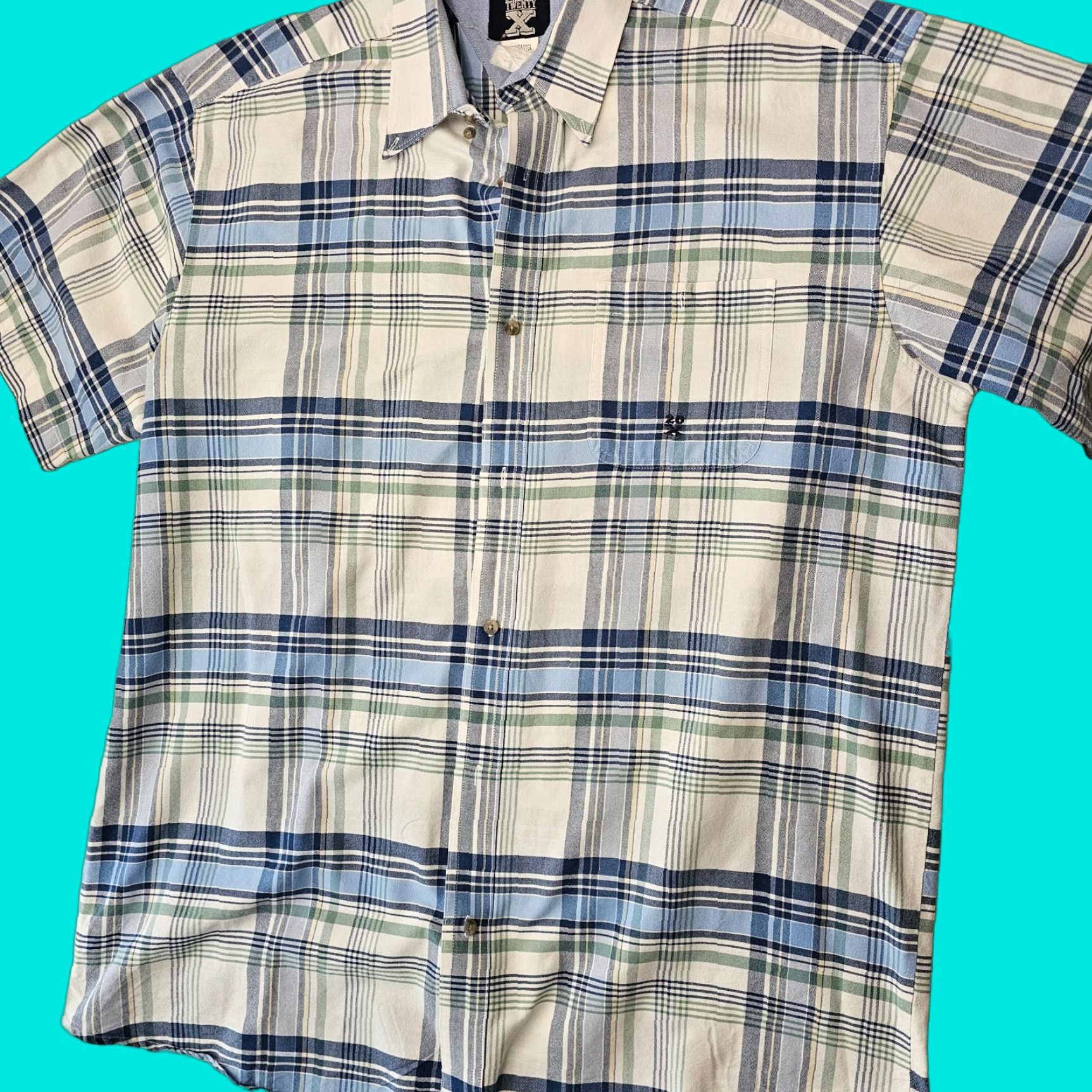 Wrangler Wrangler Shirt Blue Plaid Short Sleeve Button-Down 2XT Mens Vintage No N/A Size US XXL / EU 58 / 5 - 1 Thumbnail