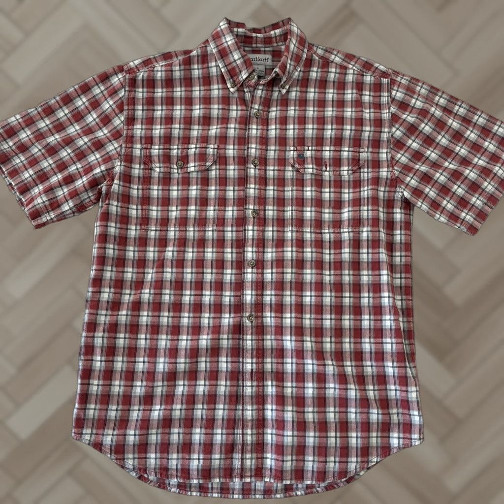 Carhartt Carhartt Shirt Plaid Short Sleeve Button-Up Men Large Red Cotton Size US L / EU 52-54 / 3 - 1 Thumbnail