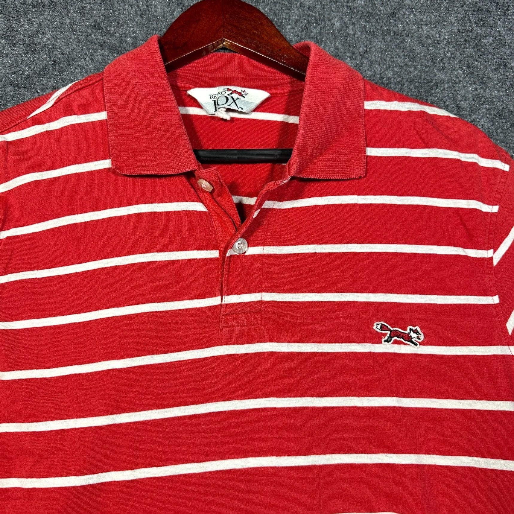 Vintage VINTAGE Retro Fox Polo Shirt Mens L Red White Cotton Striped Short Sleeve Shirt Polo Logo Classic Mens Size US L / EU 52-54 / 3 - 4 Thumbnail