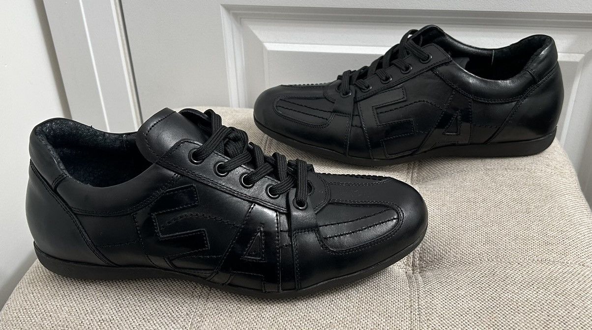 Emporio Armani Emporio Armani All Black Leather Sneakers Shoes