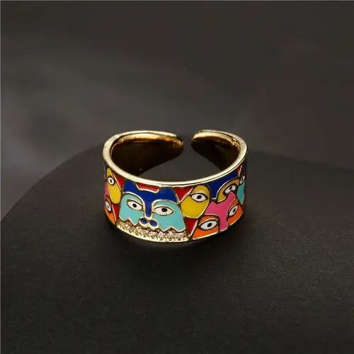 Jewelry Asabuki x Miura Cat Art Enamel Adjustable Ring Size ONE SIZE - 6 Thumbnail