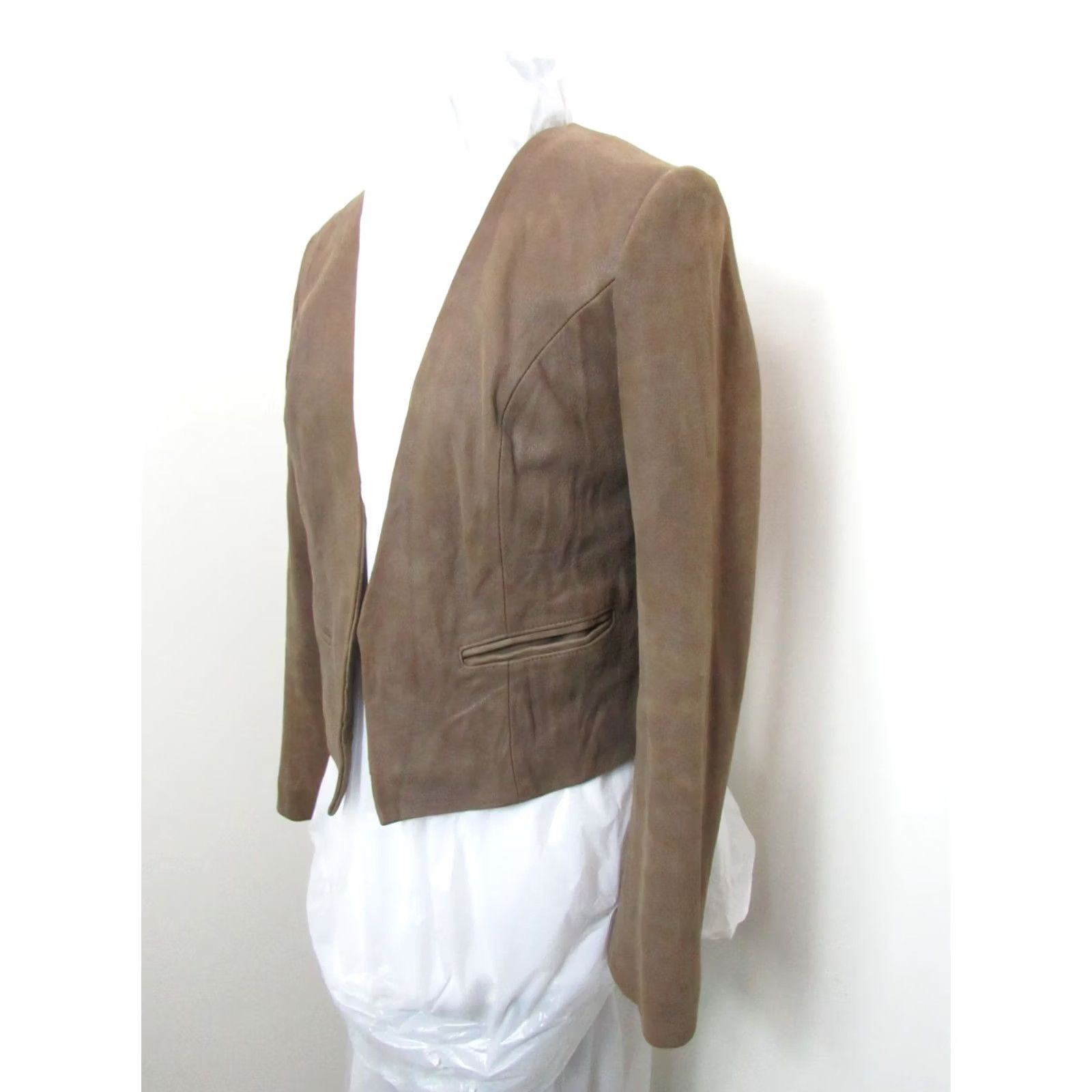 Joie Joie Women's Brown Taupe Leather Jacket Size Medium J771-4745 Size M / US 6-8 / IT 42-44 - 3 Thumbnail