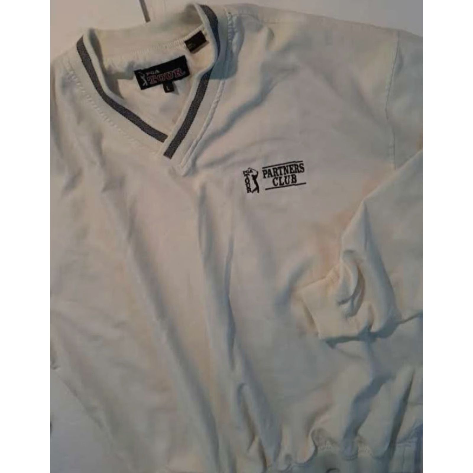 PGA Tour PGA Tour Partners Clup V-Neck Nylon Golf Warm-Up Pullover Small Shirt Mens Golf Windbreaker White Pullover Short Sleeve? Size US S / EU 44-46 / 1 - 3 Thumbnail