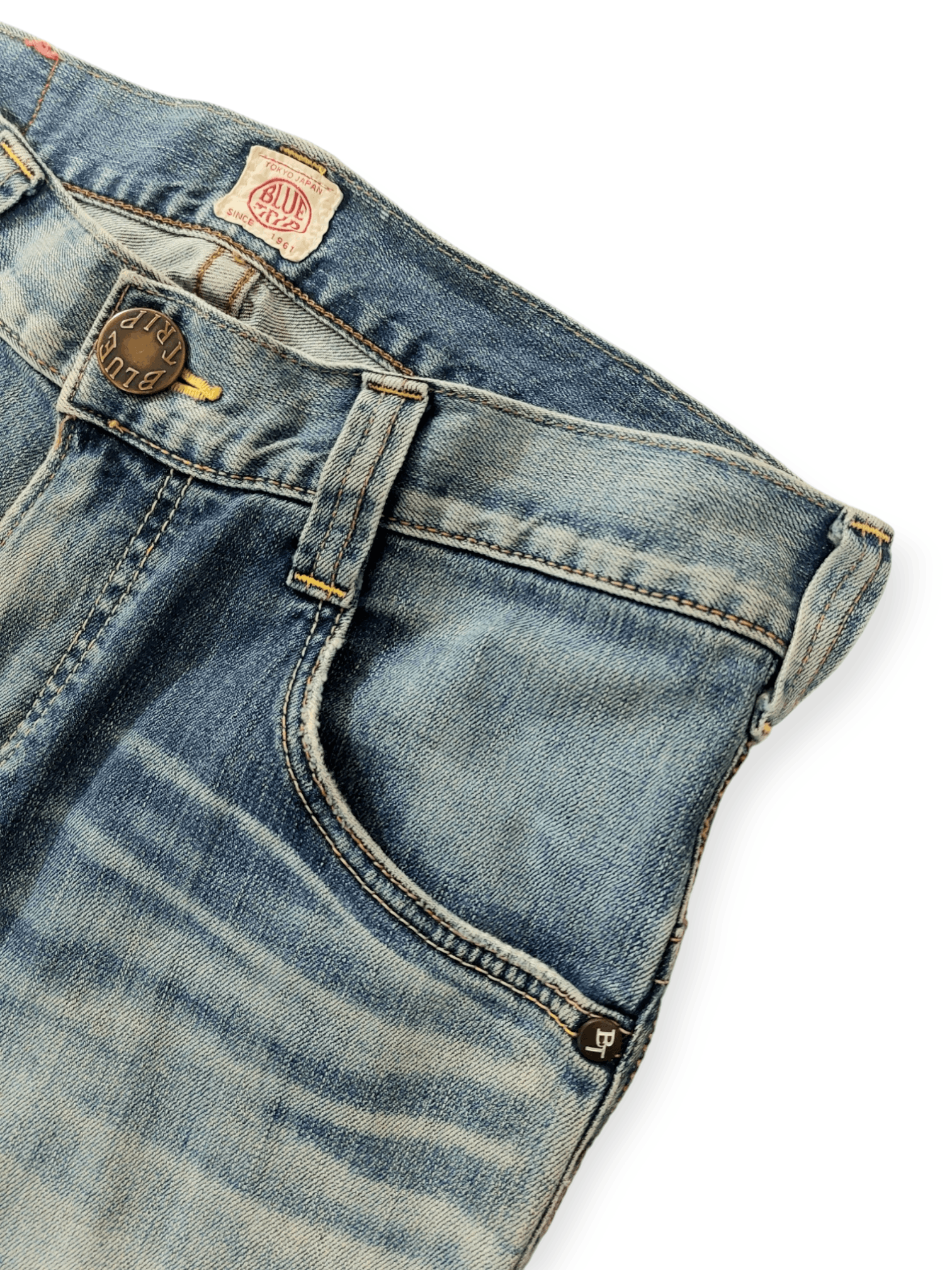 Edwin Flare💥 90's Edwin Blue Trip Tokyo Japan Buckle Back Denim Size US 33 - 8 Thumbnail