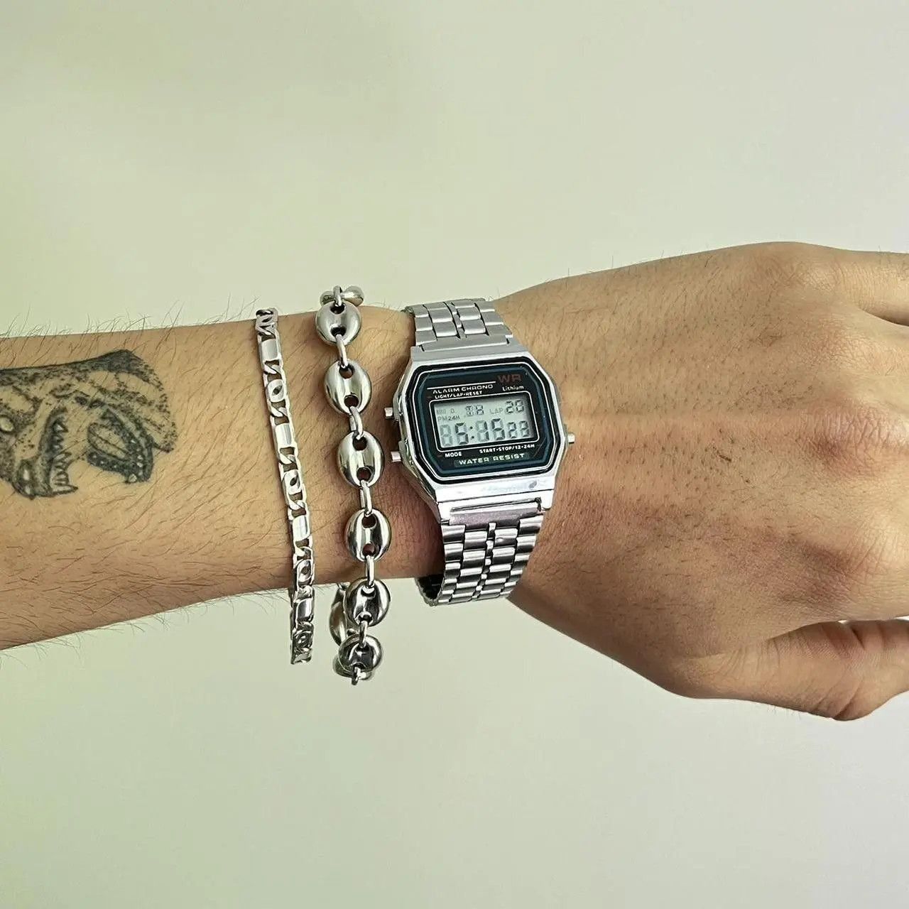 Jewelry × Vintage y2k 2000s vintage style stainless steel silver digital watch Size ONE SIZE - 2 Thumbnail