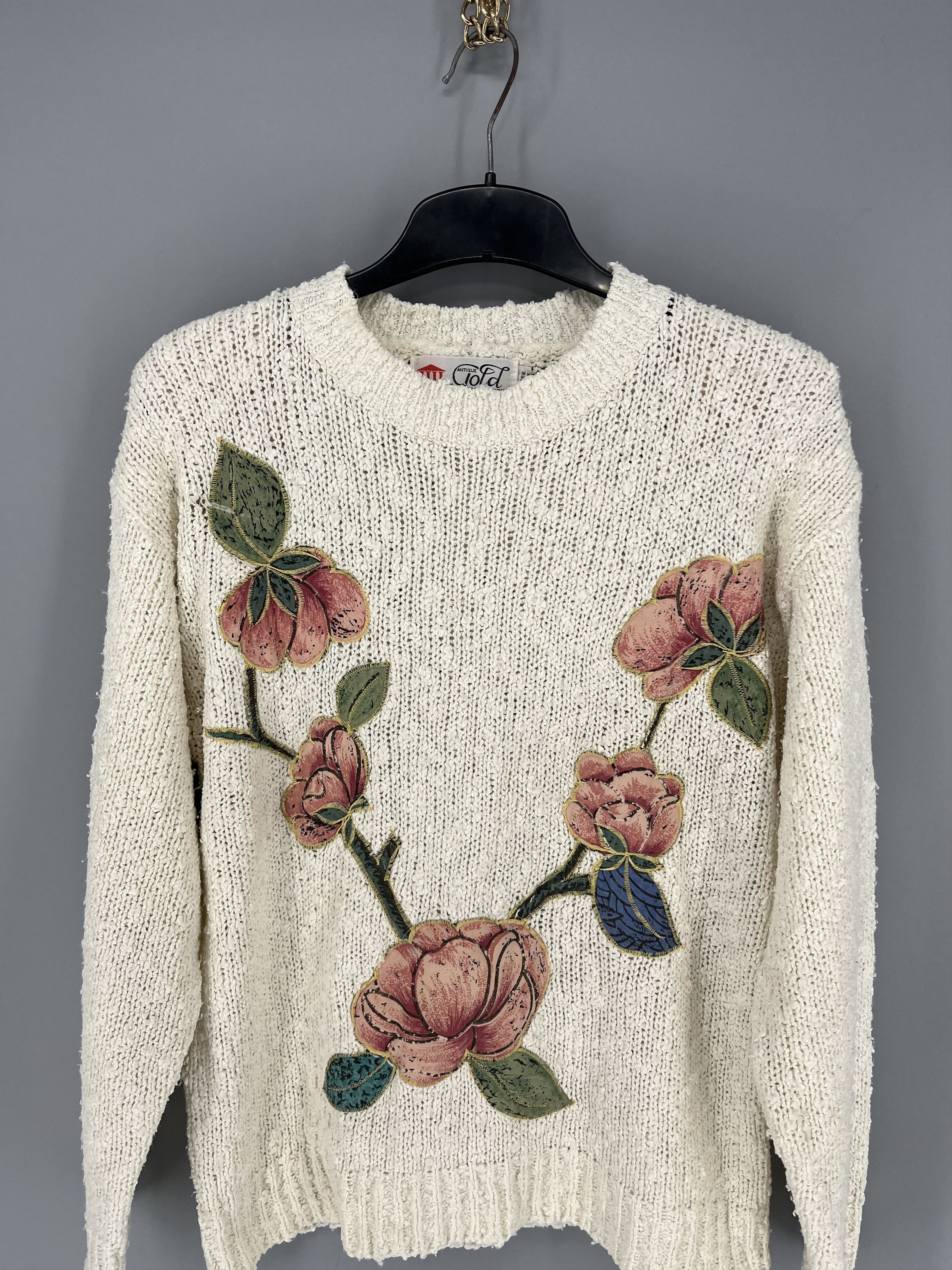 Japanese Brand Vintag BeigeLace With Flower Knitwear Sweater Made in Korea Size M / US 6-8 / IT 42-44 - 6 Thumbnail