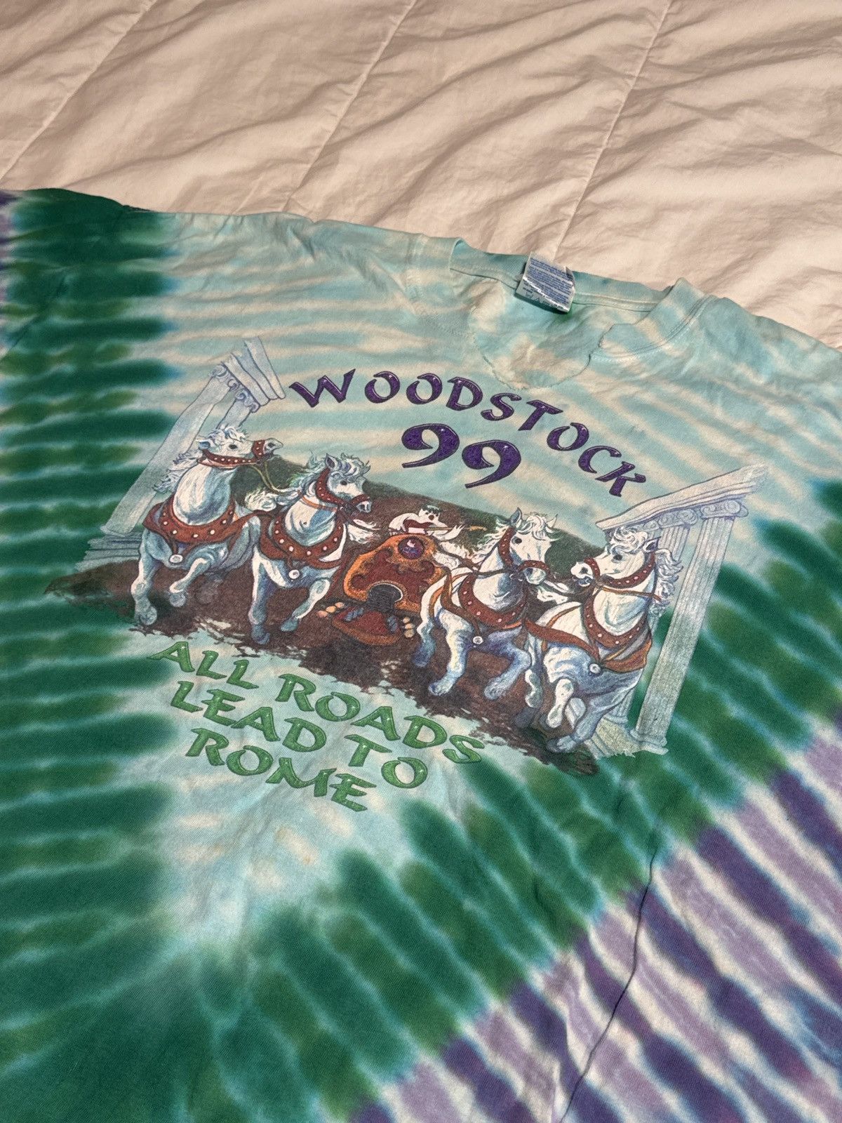 Vintage Vintage 99’ Woodstock Tie Dye Double Sided Tee Size US XXL / EU 58 / 5 - 1 Thumbnail