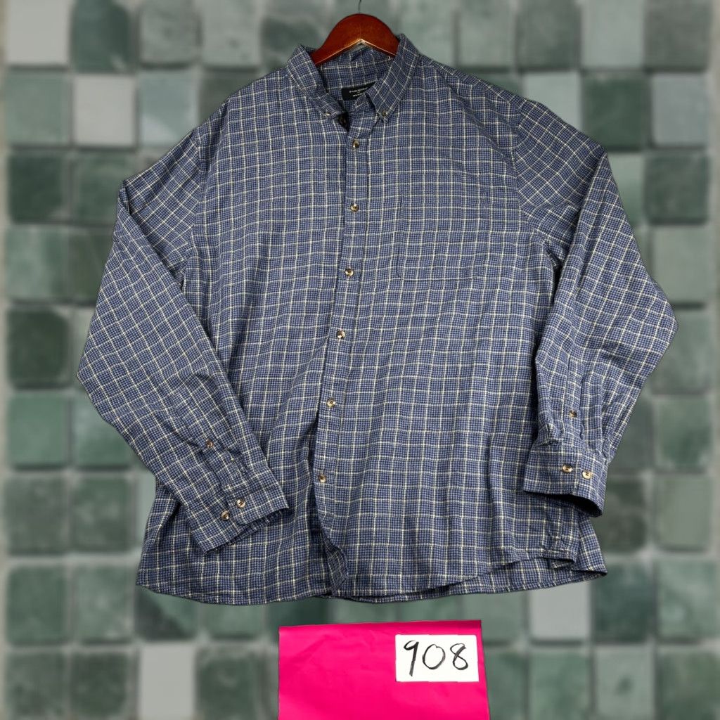 Banana Republic Banana Republic Untucked Fit Shirt 2XL Navy Blue Check Button Up Long Sleeve Men Size US XXL / EU 58 / 5 - 1 Thumbnail