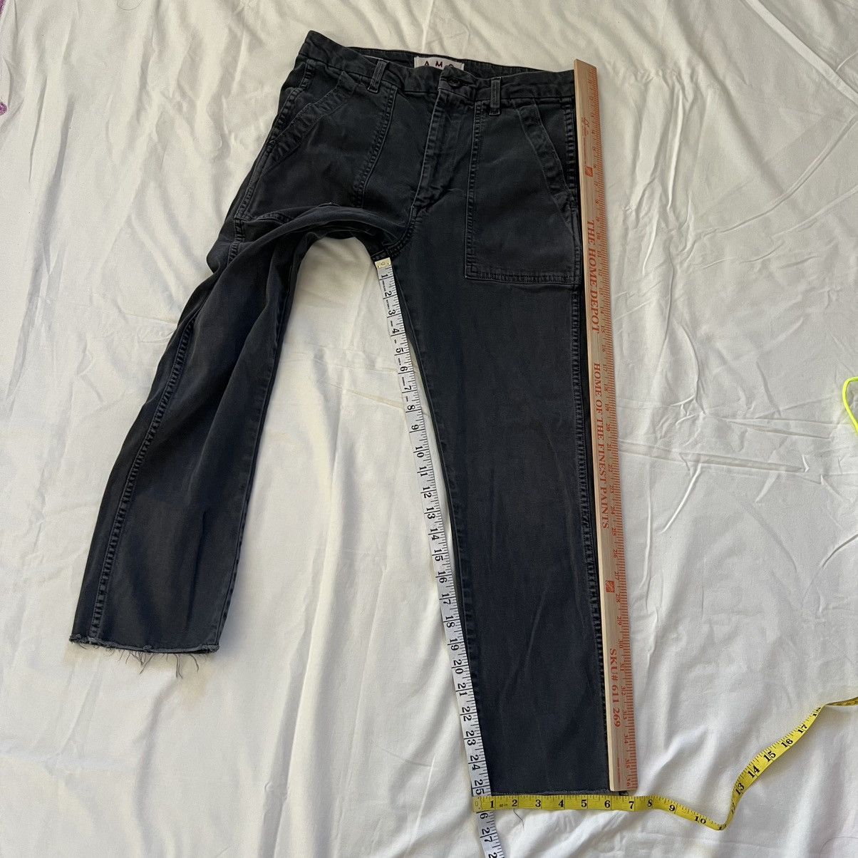 AMO AMO Easy Army Trouser Washed Black Utility Pocket Raw Hem Size 27" / US 4 / IT 40 - 10 Thumbnail