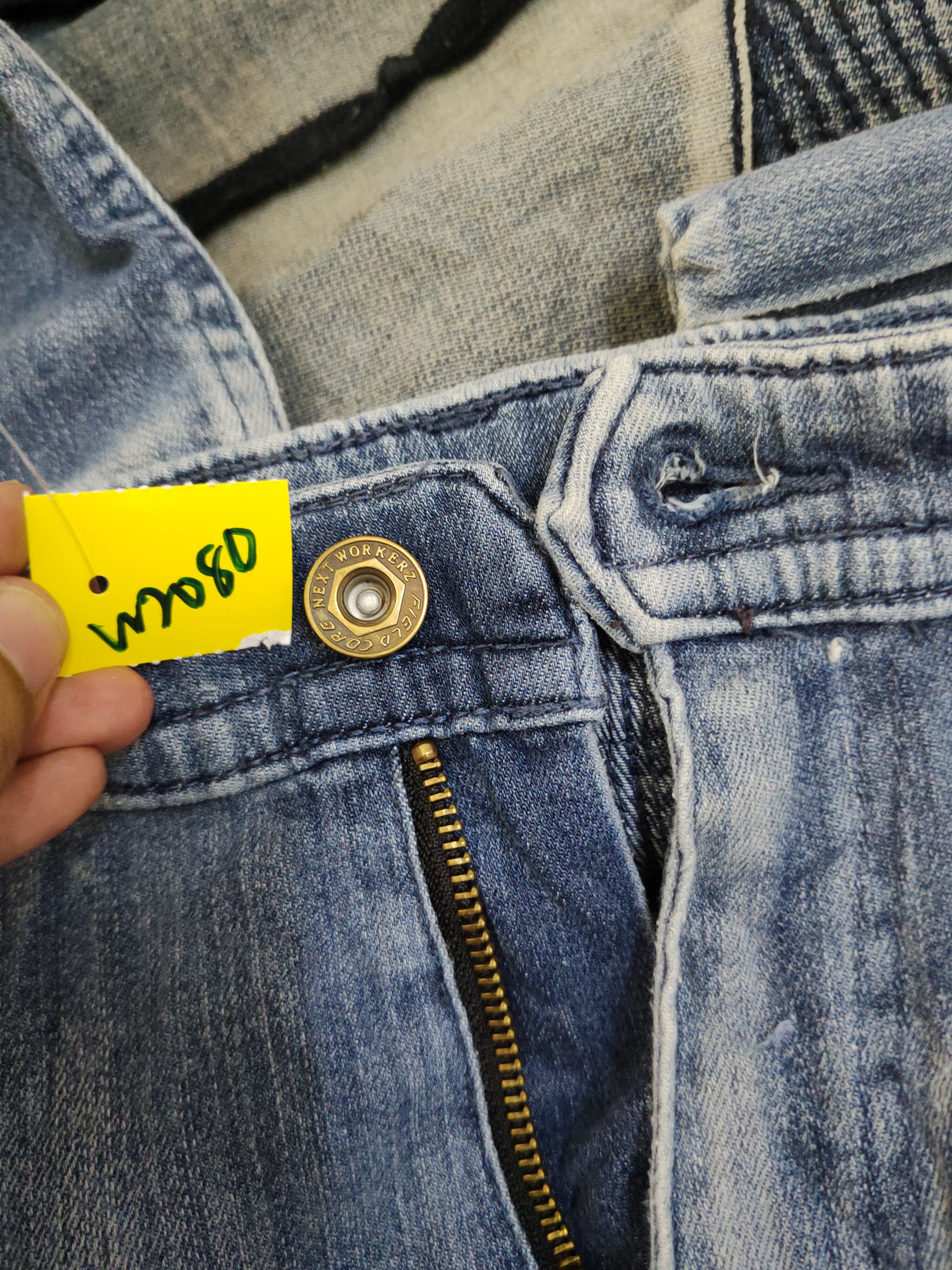 Japanese Brand FieldCore Blue Distressed Ripped Jogger Jeans #W2080 Size US 33 - 16 Thumbnail