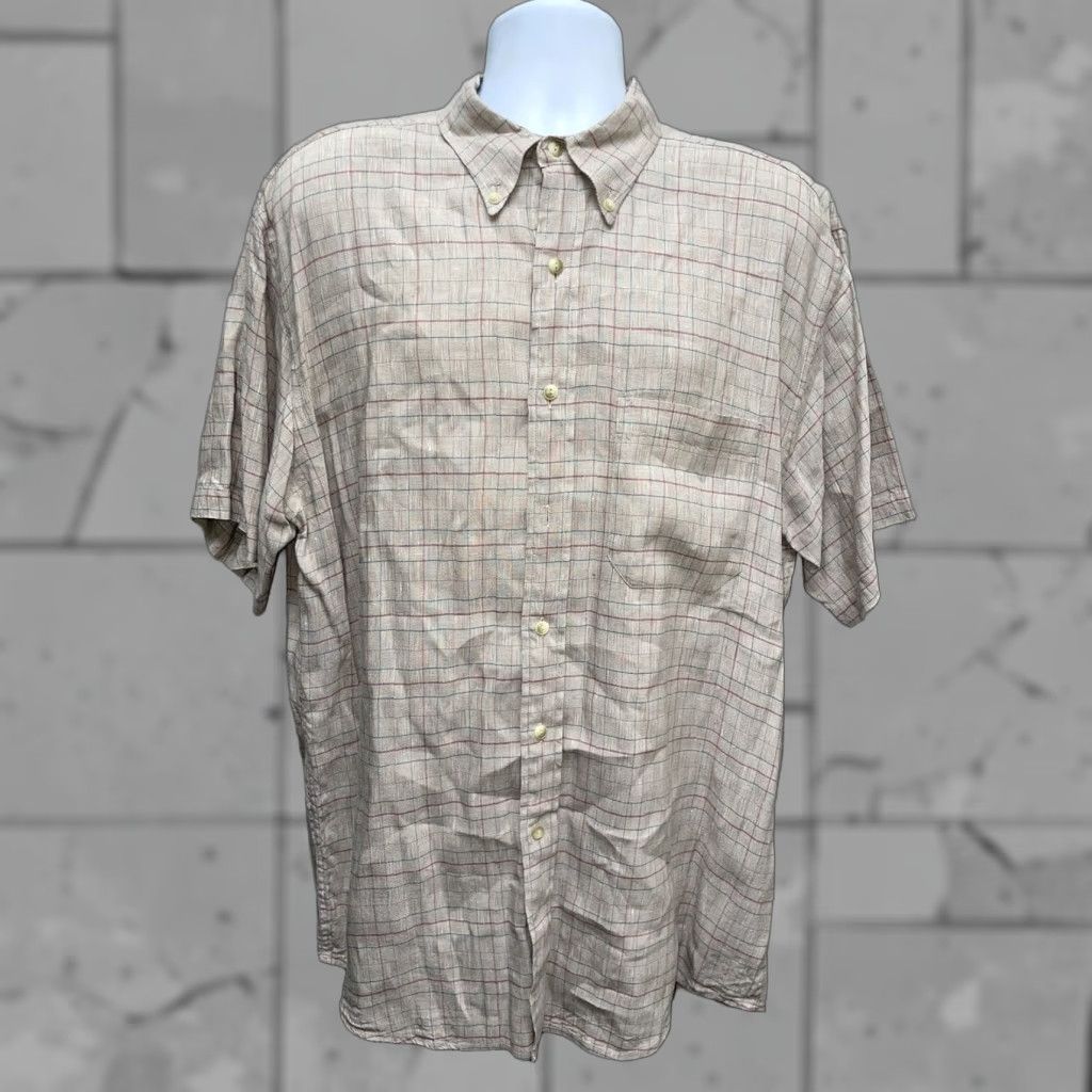 Pendleton Pendleton Shirt Plaid Short Sleeve Button-Down Beige Linen L Mens Size US L / EU 52-54 / 3 - 1 Thumbnail