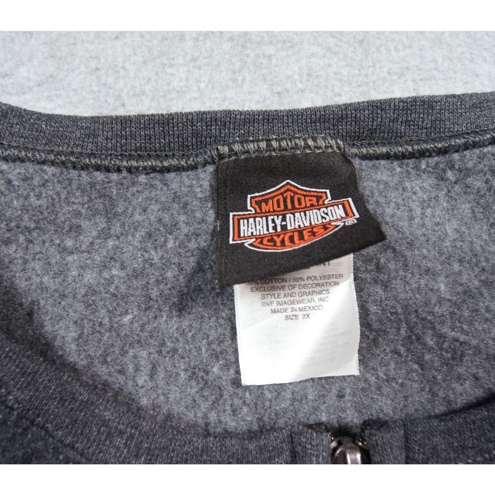 Harley Davidson Harley-Davidson Sweatshirt Womens 2X Gray Full Zip Fleece Motorcycle Bedazzled Size XXL / US 16-18 / IT 52-54 - 7 Thumbnail