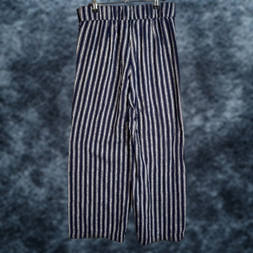 Gap Gap Pants Womens 4 Regular Striped Wide-Leg Blue & White Cotton Blend Casual Business - Adult Womens 4 Size 27" / US 4 / IT 40 - 1 Thumbnail