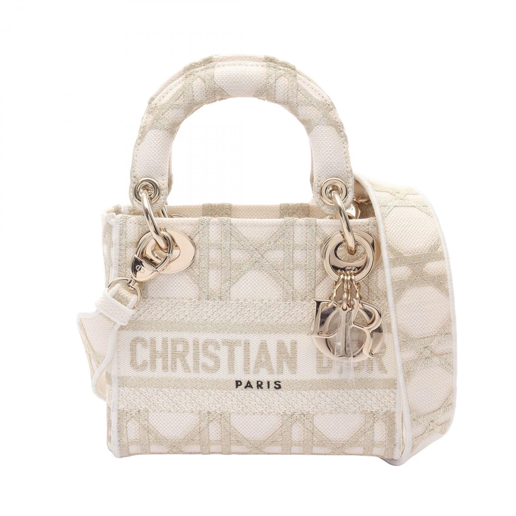 Dior Dior Dior Lady Dior Mini Canvas Handbag Canvas Handbag Size ONE SIZE - 1 Thumbnail