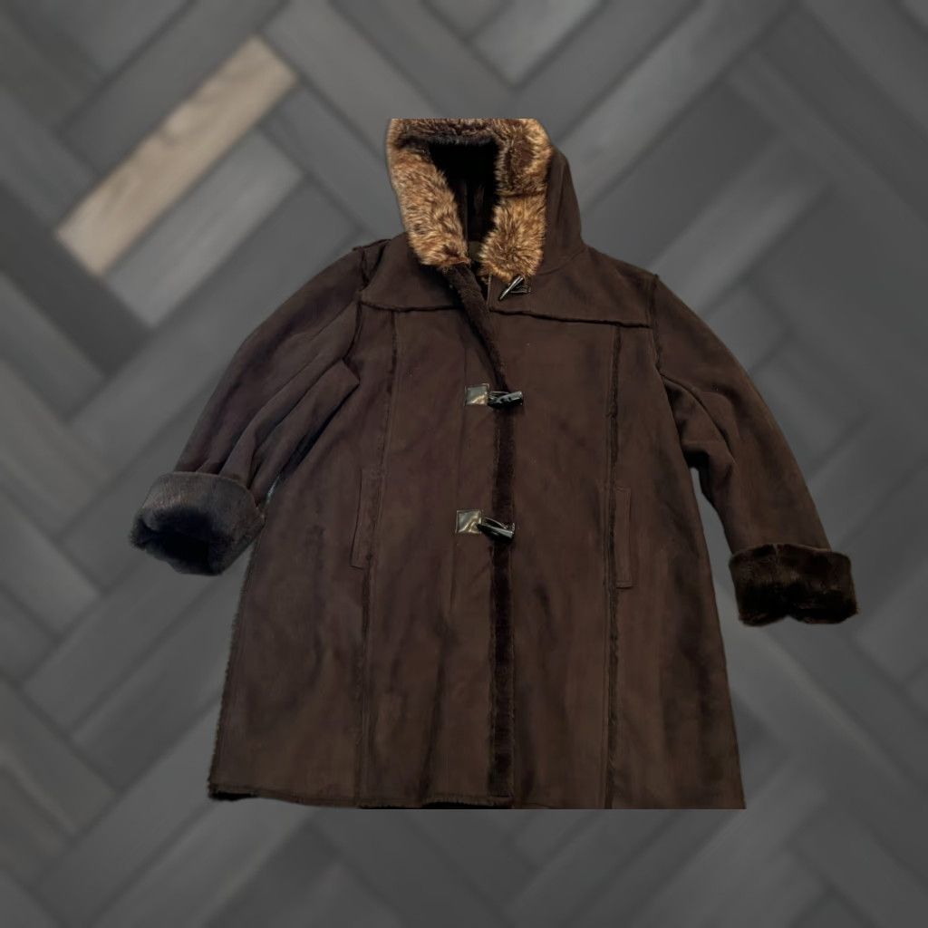 Vintage VINTAGE Chadwicks Coat Womens XL Faux Fur Trim Black Faux Suede Hooded Coat Size XL / US 12-14 / IT 48-50 - 1 Thumbnail
