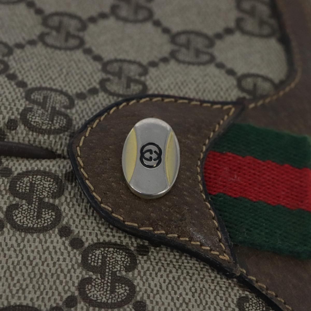 Gucci GUCCI GG Supreme Web Sherry Line Shoulder Bag Pvc Beige 904 Size ONE SIZE - 14 Thumbnail