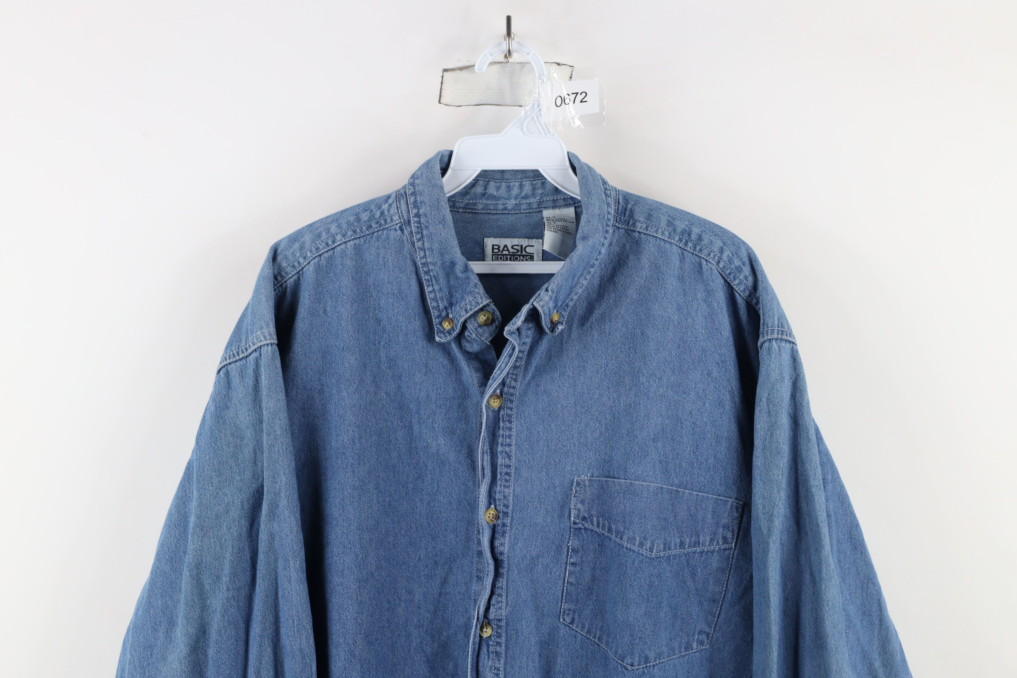 Vintage Vintage 90s Streetwear Denim Jean Button Down Shirt Blue Size US XL / EU 56 / 4 - 2 Thumbnail