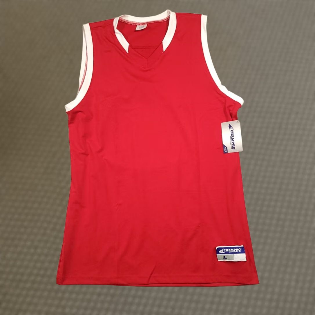 Vintage Champro Muscle Jersey DRI-GEAR Basketball Sleeveless Sports Red Adult Large Jersey Men Red Basketball Tank Shirt Size US L / EU 52-54 / 3 - 1 Thumbnail