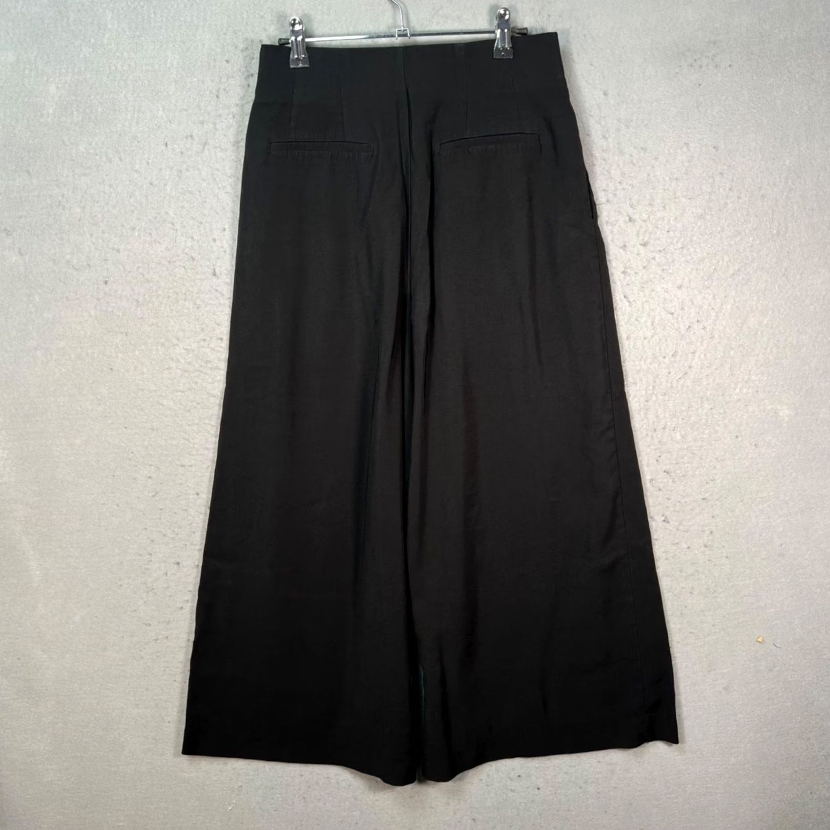 Zara Zara Womens Pants 29 Black High-Waisted Coulottes Wide-Leg Button Front Pockets Size 29" - 2 Thumbnail