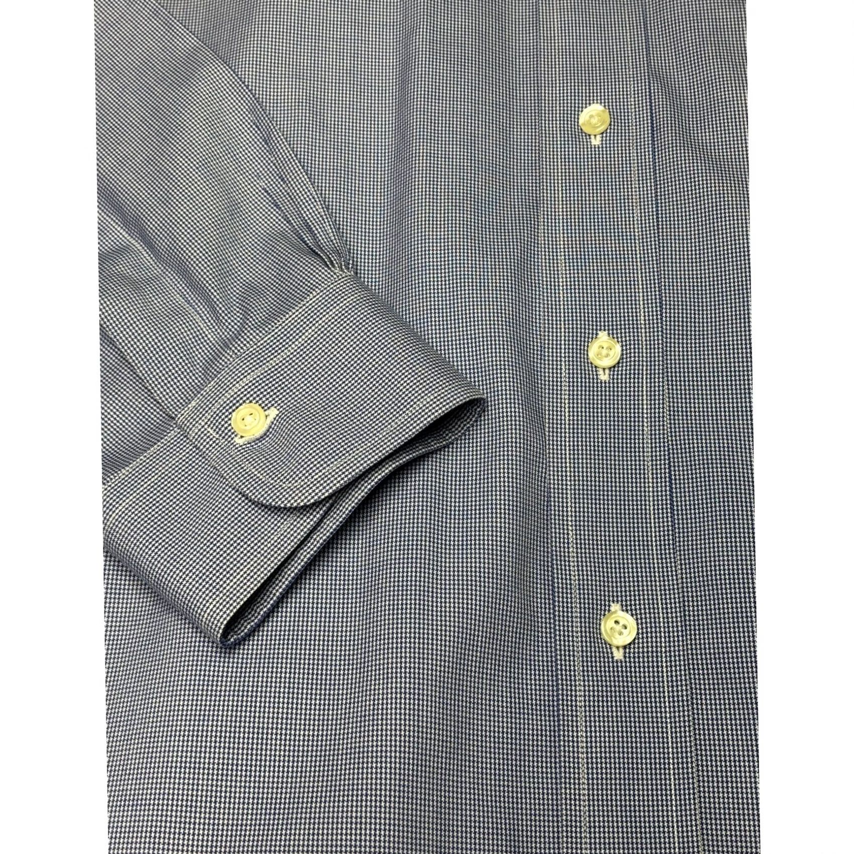 Brooks Brothers Brooks Brothers Mens 18-35 Blue Houndstooth Non-Iron Traditional Fit Dress Shirt Size 48R - 3 Thumbnail