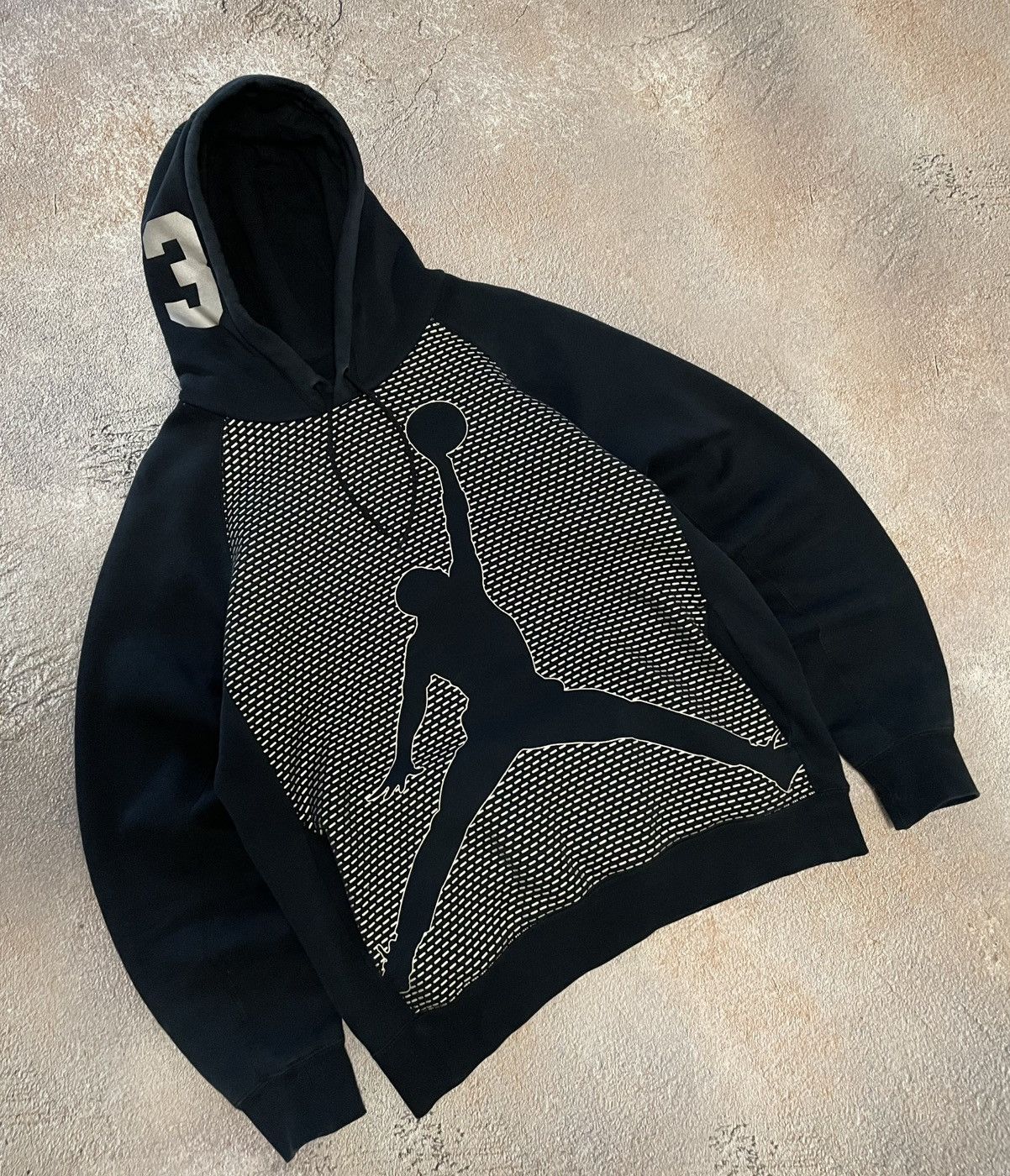 Vintage Air Jordan Reflective Big Logo Black Hoodie