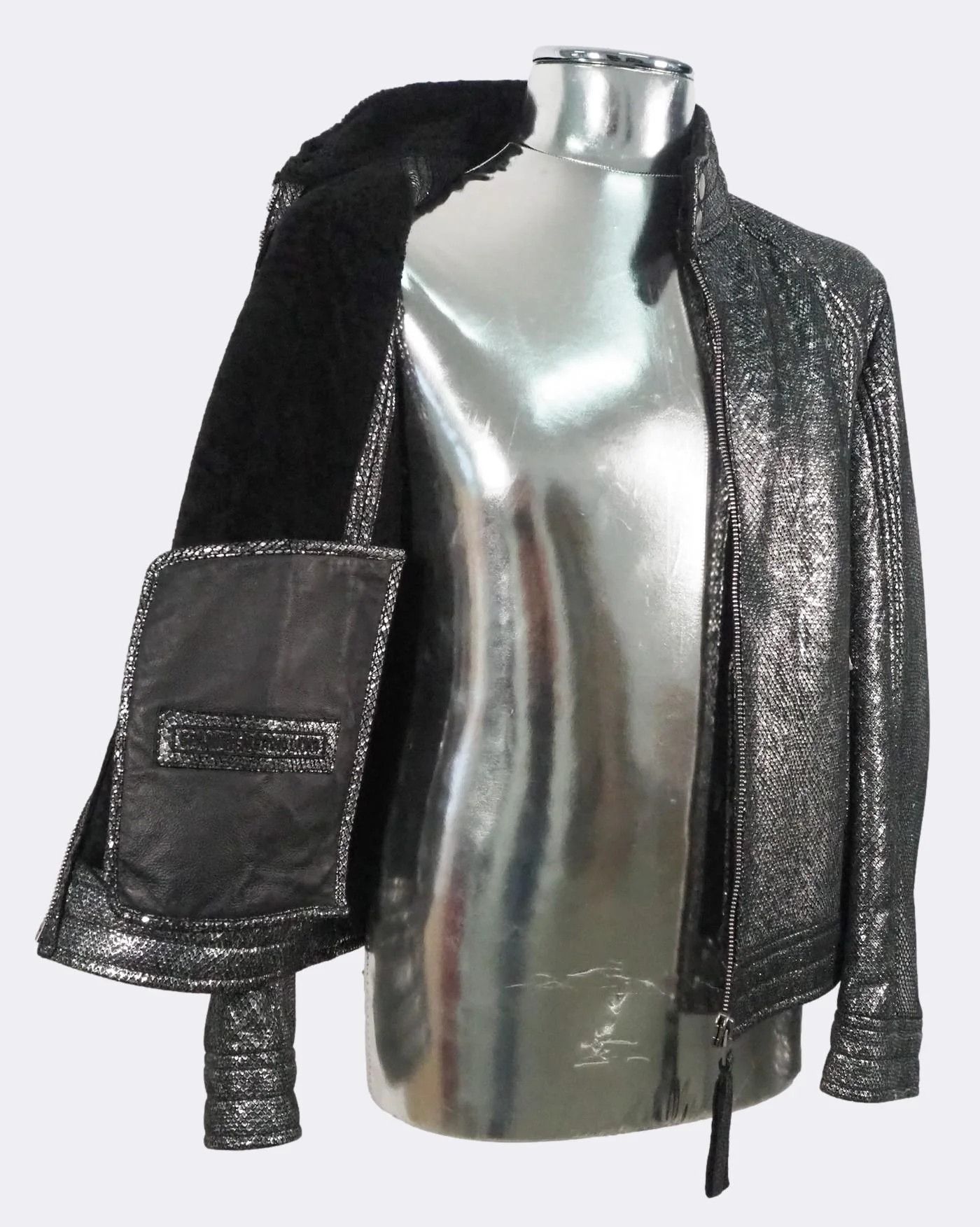 Hugo Boss Hugo Boss 'Codes' Shearling Silver Leather Jacket $2125 Size US S / EU 44-46 / 1 - 12 Thumbnail
