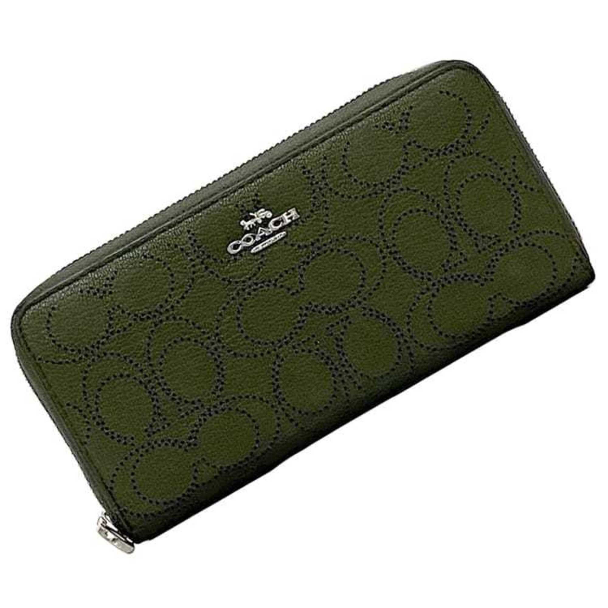 Coach Coach Round Long Wallet ec-22952 Green Signature CA715 Leather COACH Punching Women's Size ONE SIZE - 1 Thumbnail
