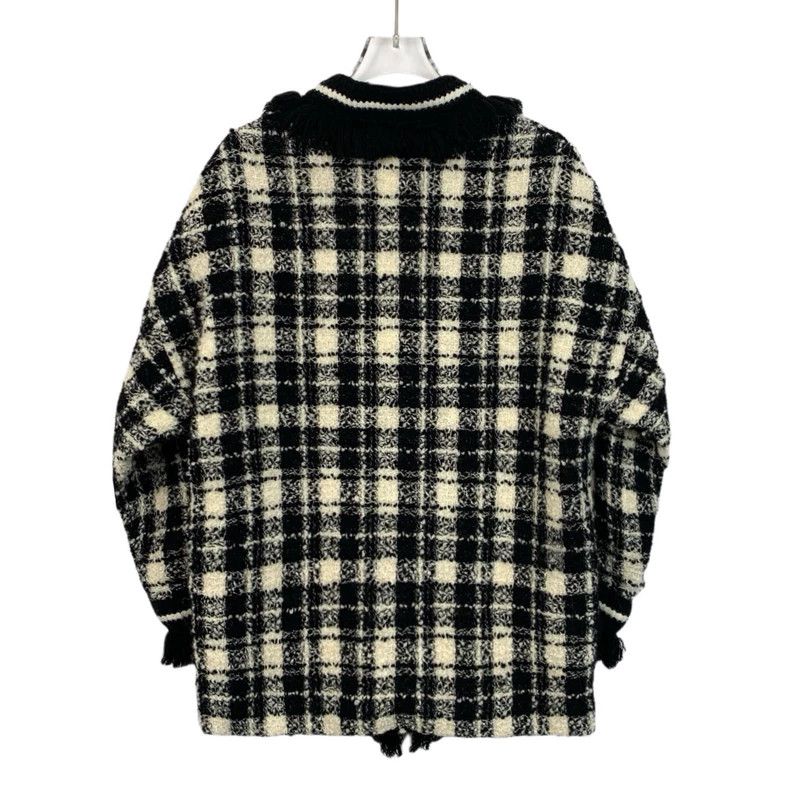 Gucci Gucci Suze 36 Color-blocked tassel plaid tweed wool cardi Size US XS / EU 42 / 0 - 2 Thumbnail