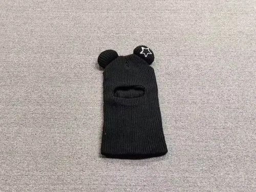 Japanese Brand × Vintage Bear Ears Embroidered Star Knitted Balaclava Ski Mask Black Size ONE SIZE - 1 Thumbnail