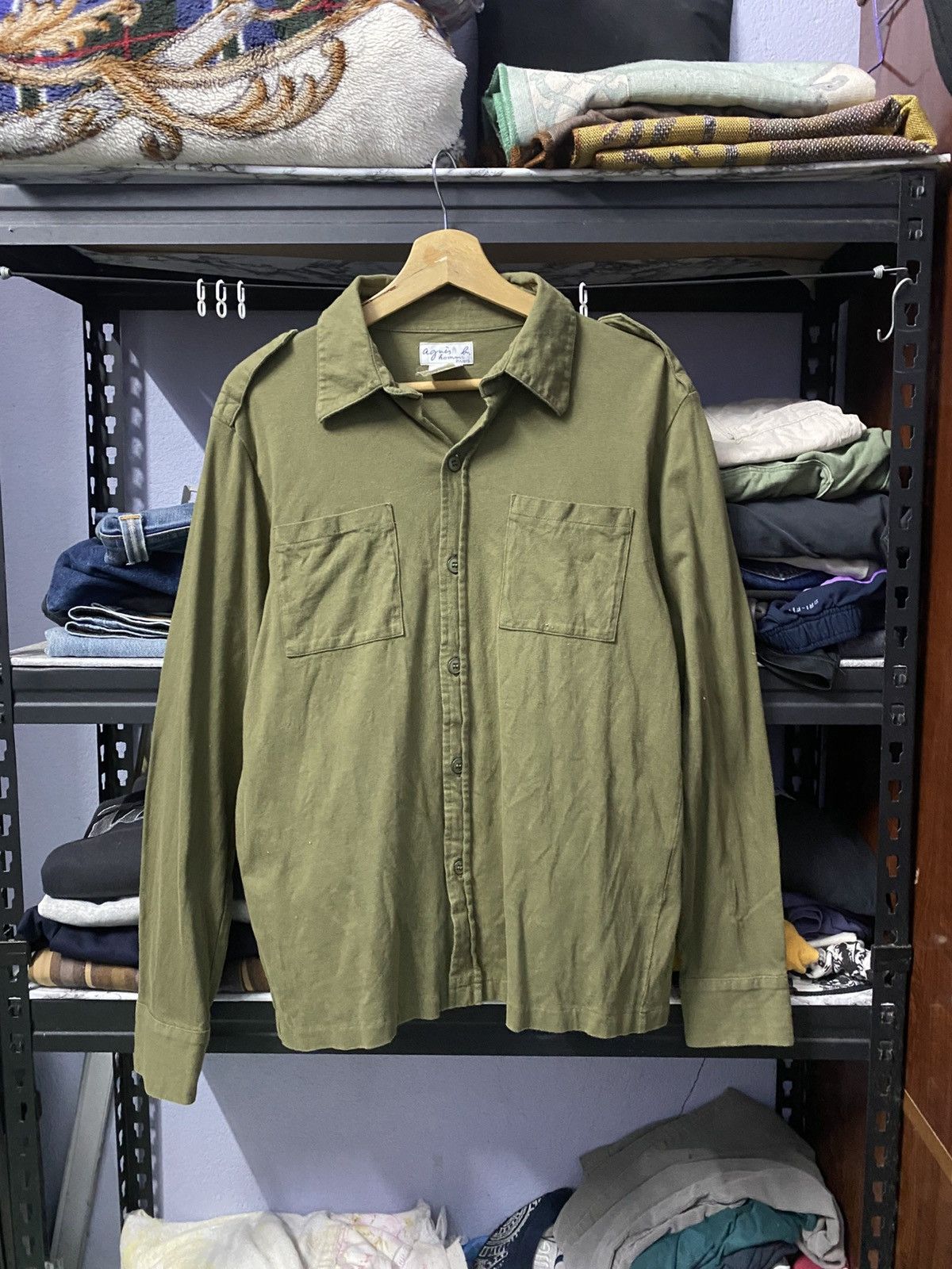 agnes b. Agnes B Homme Paris Shirt Button Up Green Military Size XS / US 0-2 / IT 36-38 - 1 Thumbnail