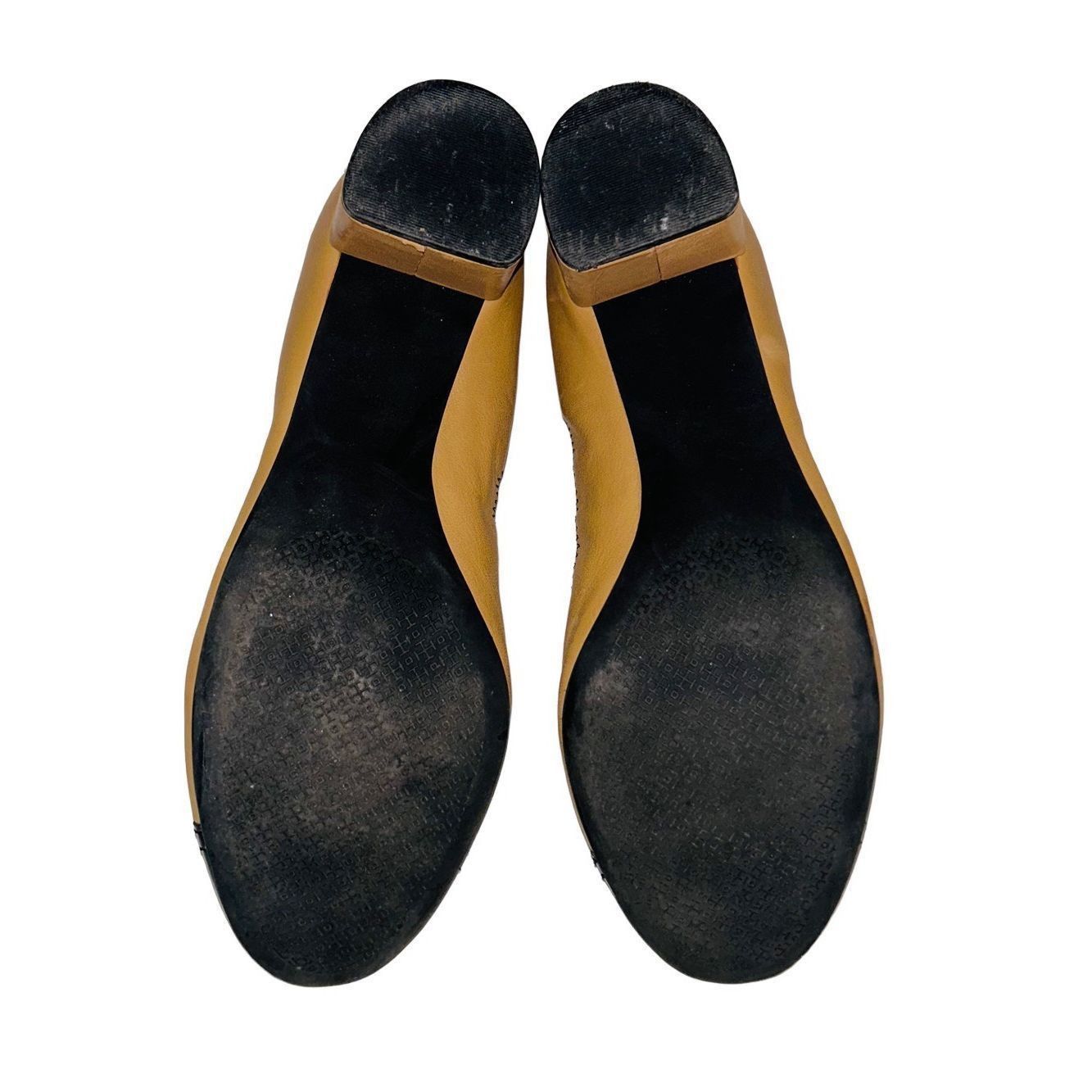Tory Burch TORY BURCH Women's Tan Black Leather Block Heel Pump Shoes 1 Size US 10 / IT 40 - 4 Thumbnail
