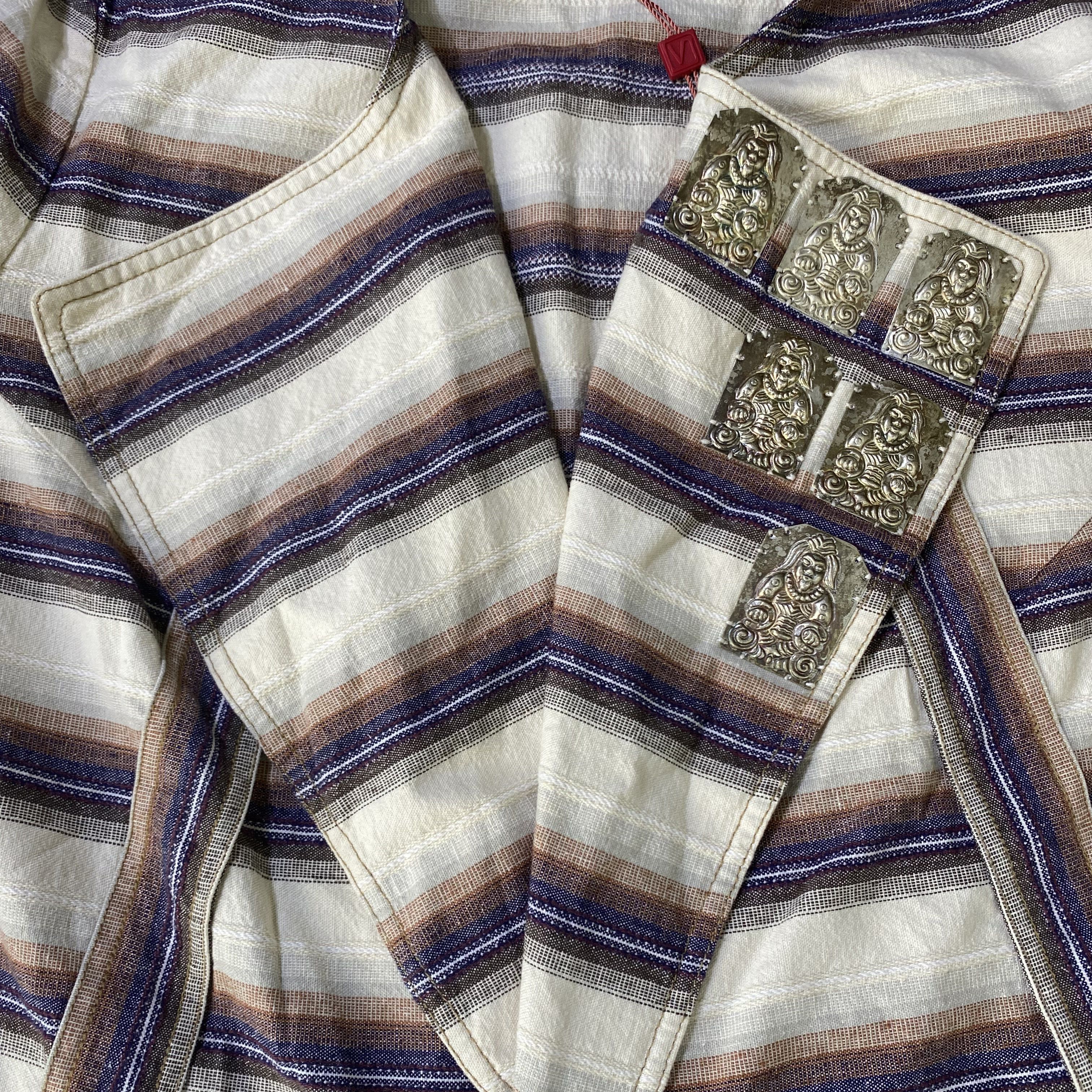 Vivienne Tam Nomad Buddha Striped Cotton Linen Jacket Coat Size S / US 4 / IT 40 - 6 Thumbnail
