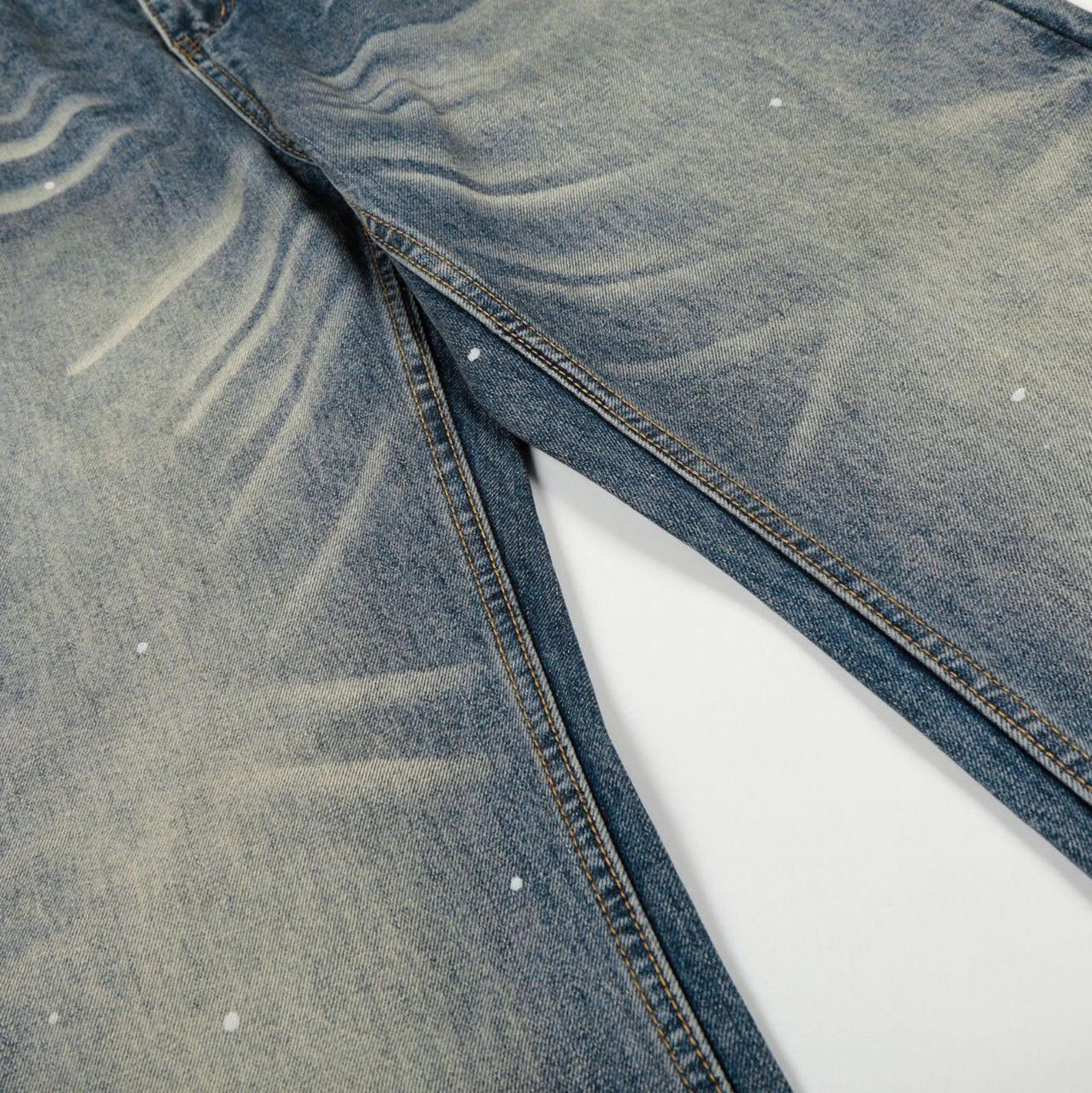 Jean Blue Wide Leg Distressed Denim Jeans, Baggy Fit Size US 33 - 3 Thumbnail