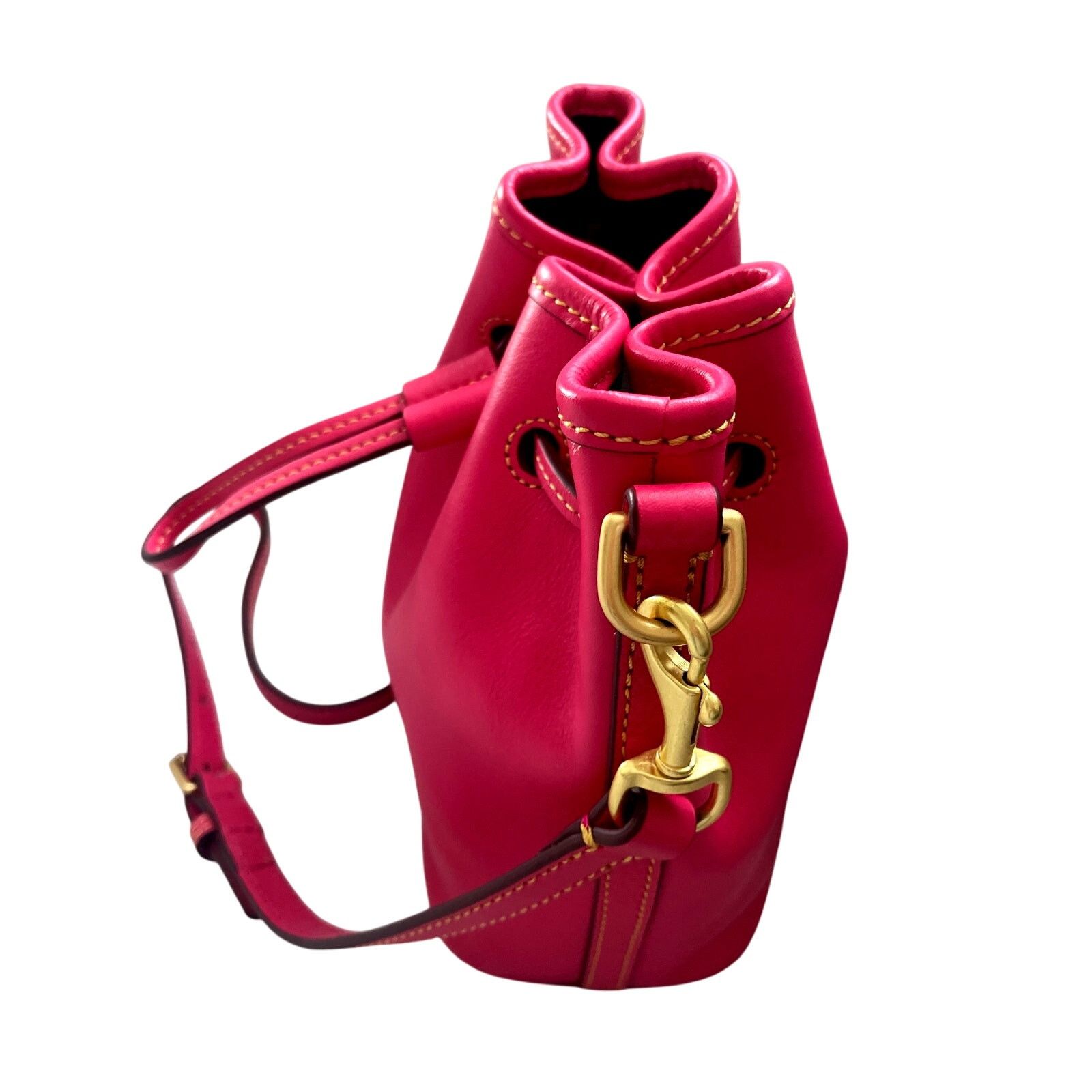 Dooney & Bourke Dooney and Bourke Florentine Leather Fuchsia Drawstring Bag Size ONE SIZE - 3 Thumbnail