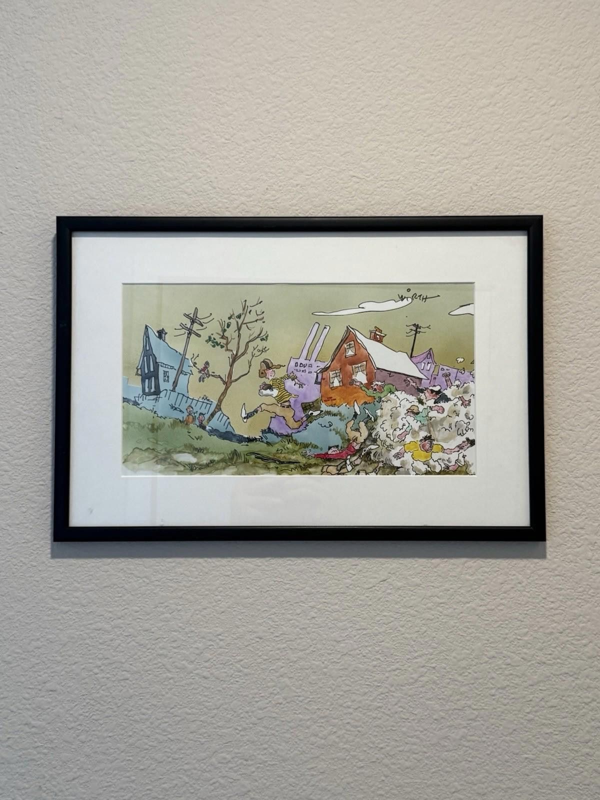 The Unbranded Brand Cliff Wirth Signed Original Cartoon Art Framed One of One Size ONE SIZE - 1 Thumbnail