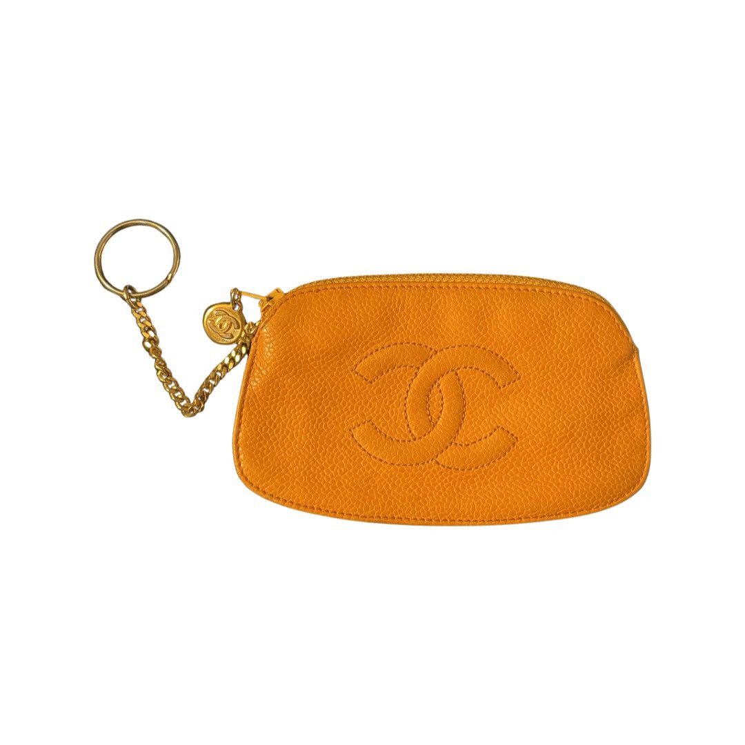 image of Chanel Caviar Wallet/ Coin Pouch in Yellow, Women's