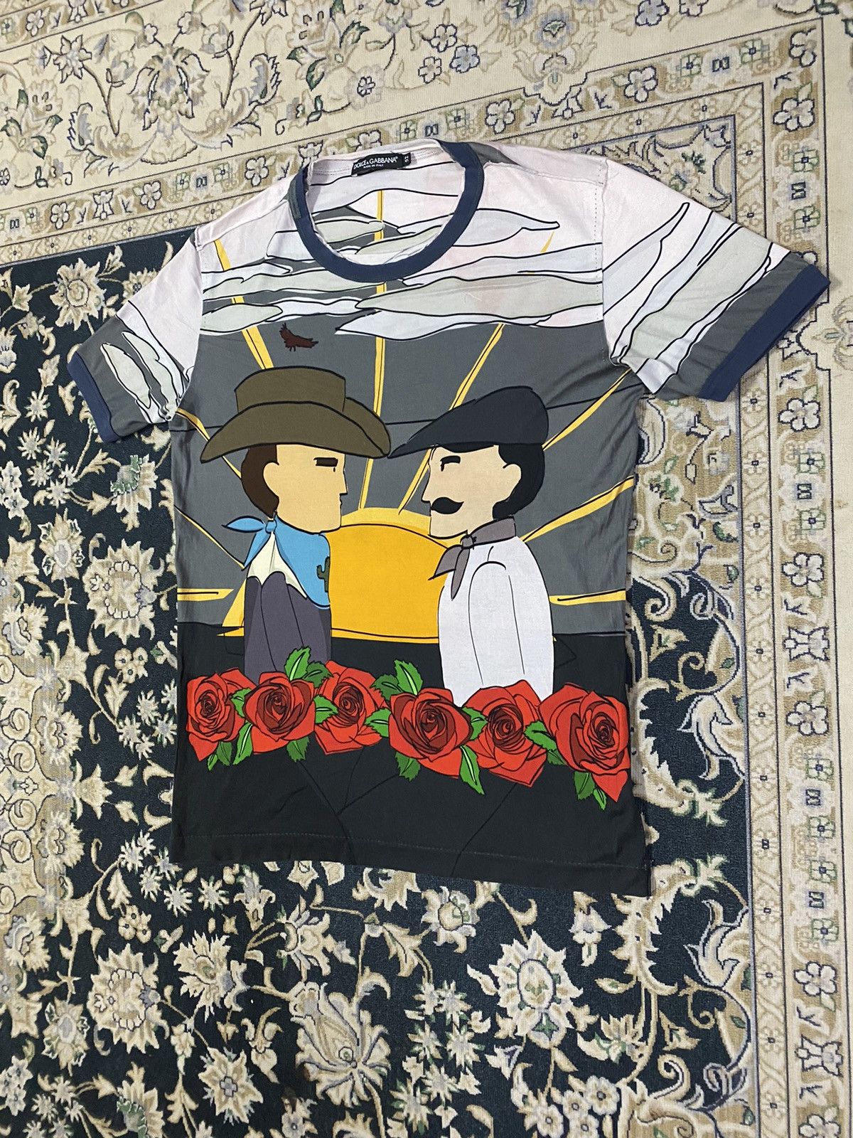 Dolce & Gabbana Dolce & Gabbana Grey Printed Cotton Crewneck Size US M / EU 48-50 / 2 - 2 Thumbnail