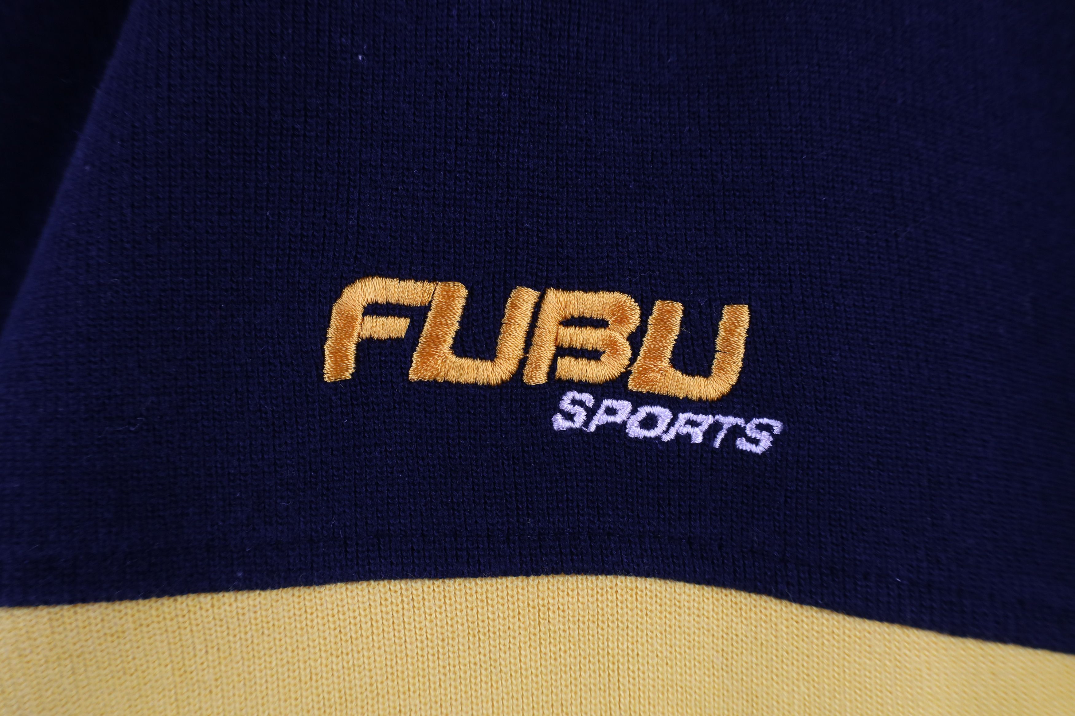 Fubu × Vintage Vintage 90s Fubu Sports Spell Ribbed Knit Baggy Fit T-Shirt Size US XXL / EU 58 / 5 - 4 Thumbnail