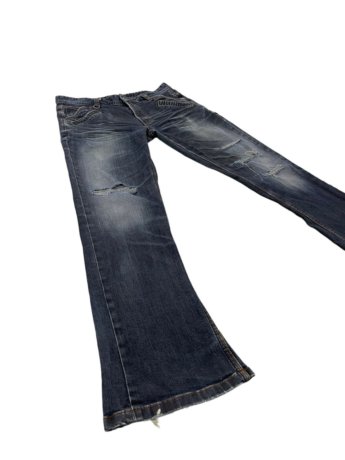 Japanese Brand Flare Jeans Nicole Club Distress Slim Stretch Boot Cut 7🟦3 Size US 35 - 1 Thumbnail