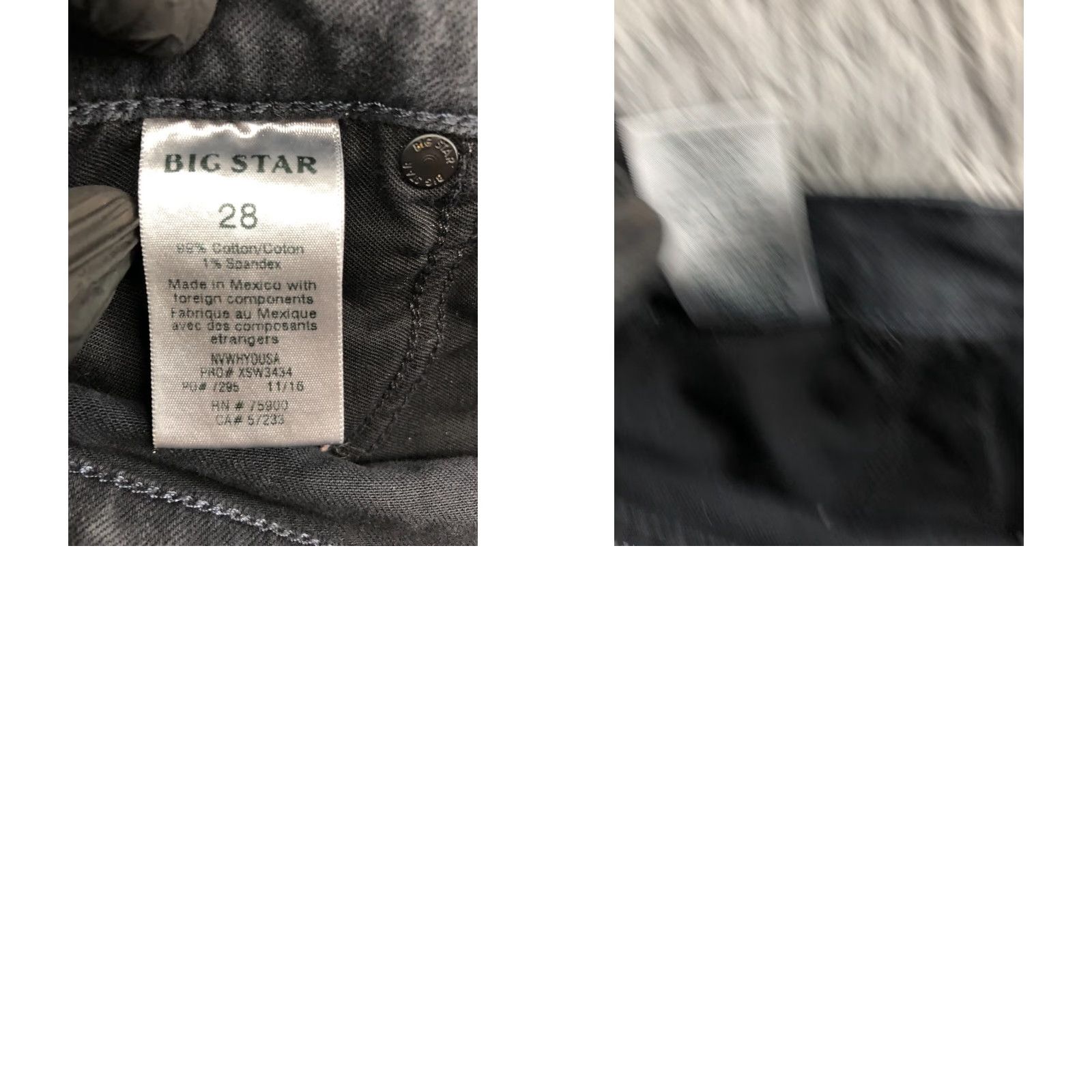 Vintage BIG STAR Jeans Skinny Size 12 Womens Black Dark Wash Denim 5-Pocket Regular Rise Low 28in Inseam 28in Belt Loops Zipper Button Logo Fashion Clothing Size 34" / US 12 / IT 48 - 9 Thumbnail